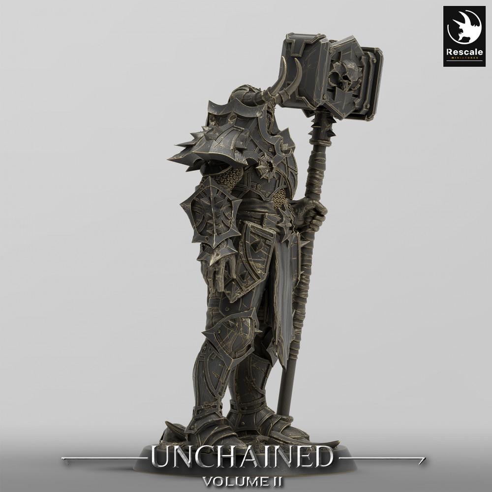Produktfoto Tabletop 28mm Lord of the Print (LotP) 0: Tabletop Miniatur: Dämonenritter Kommandant mit Zweihand-Kriegshammer, Dunkler Paladin, Warlord (24_05_F4)
