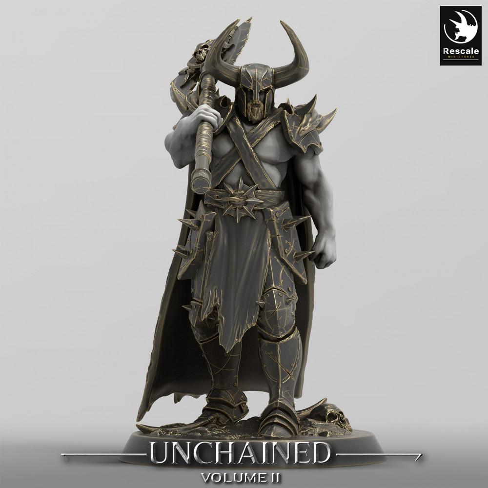 Produktfoto Tabletop 28mm Lord of the Print (LotP) 0: Fantasy Figur: Dunkler Krieger mit Zweihand-Axt - Berserker, Dunkler Paladin, Kultkrieger (24_05_C1)