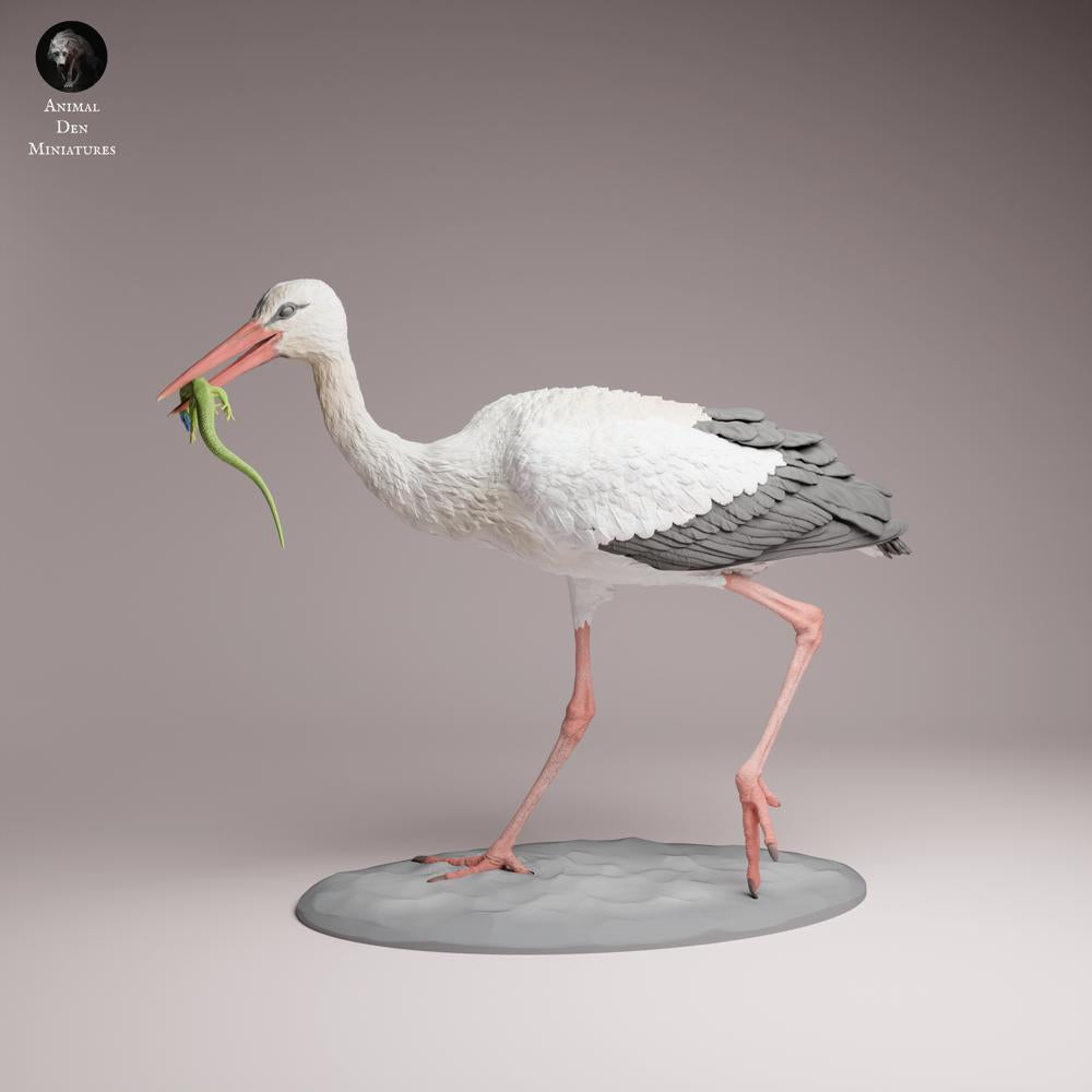 Produktfoto Tabletop 28mm Lord of the Print (LotP) 3: Vogel Tierfigur: Weißstorch - fressend (26_07_05)