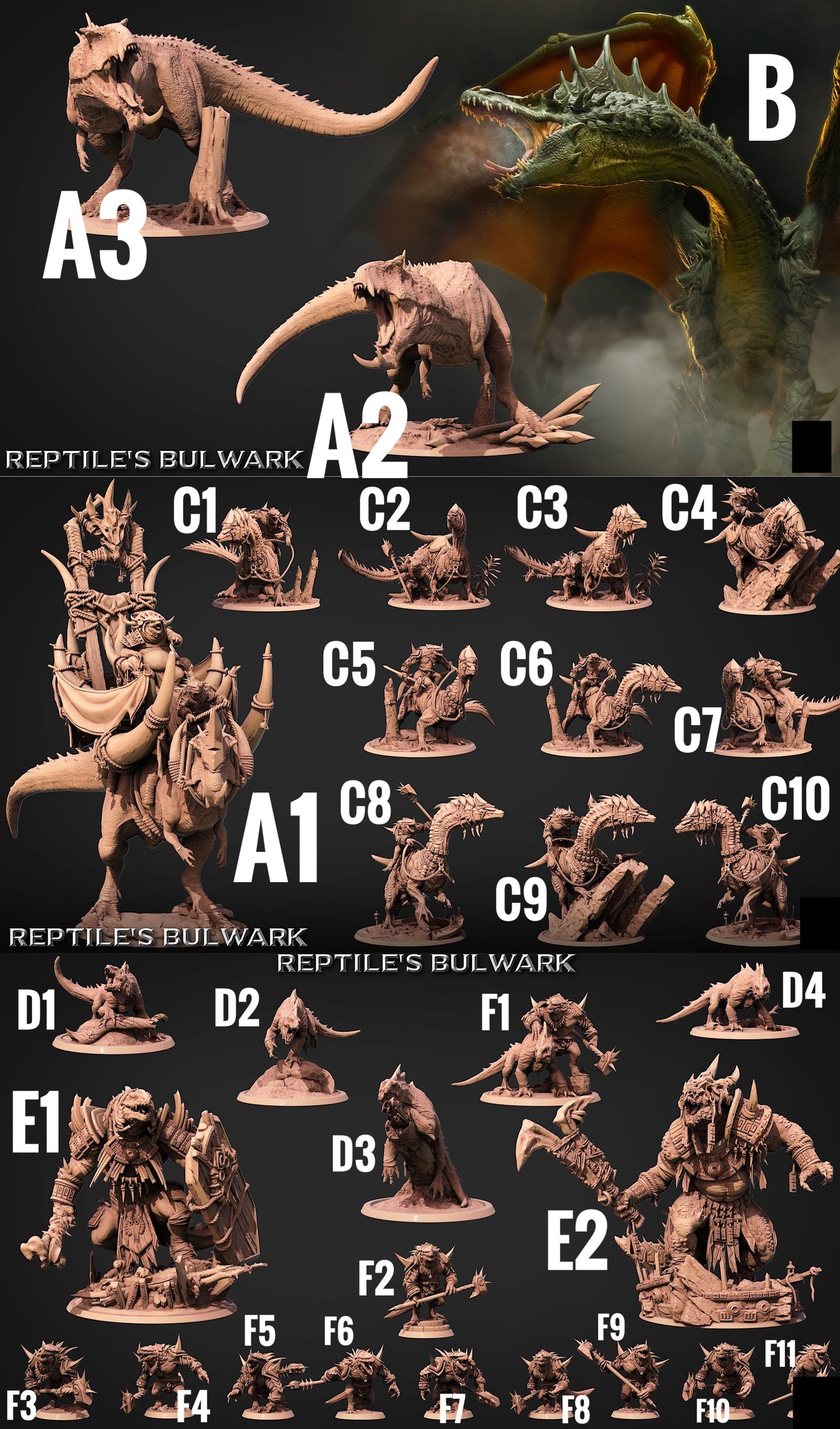 Lizardfolk Reiter - Echsen Krieger auf Dinosaurier Reittier (C8)