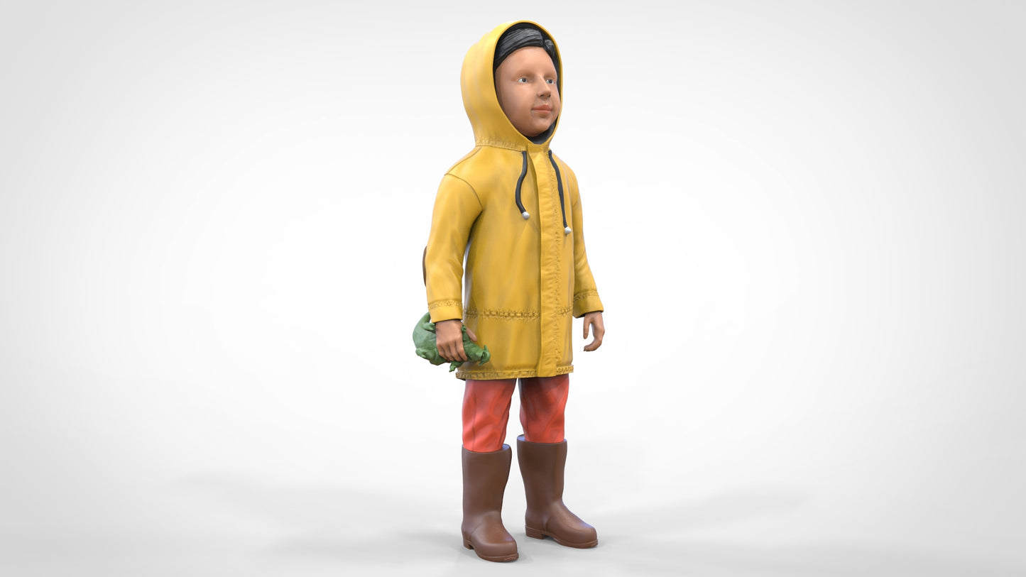 Produktfoto Diorama und Modellbau Miniatur Figur: Kind in Regenjacke