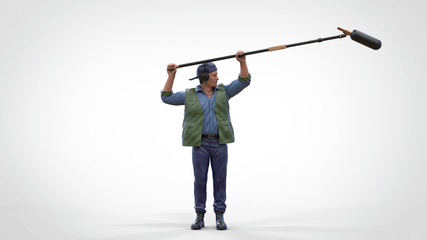 Produktfoto Diorama und Modellbau Miniatur Figur: Reporter mit Mikrostange