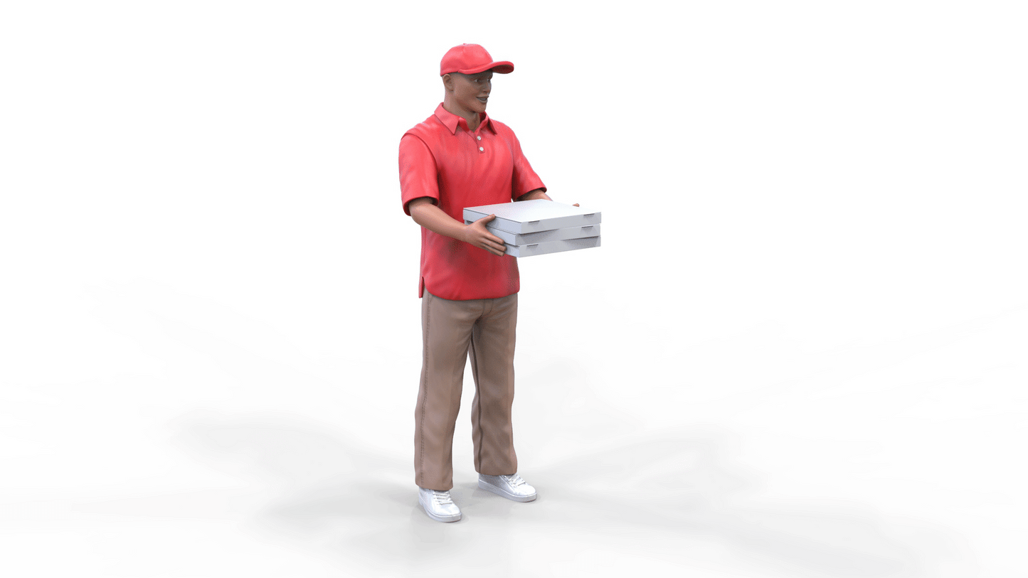 Produktfoto Diorama und Modellbau Miniatur Figur: Pizzalieferant