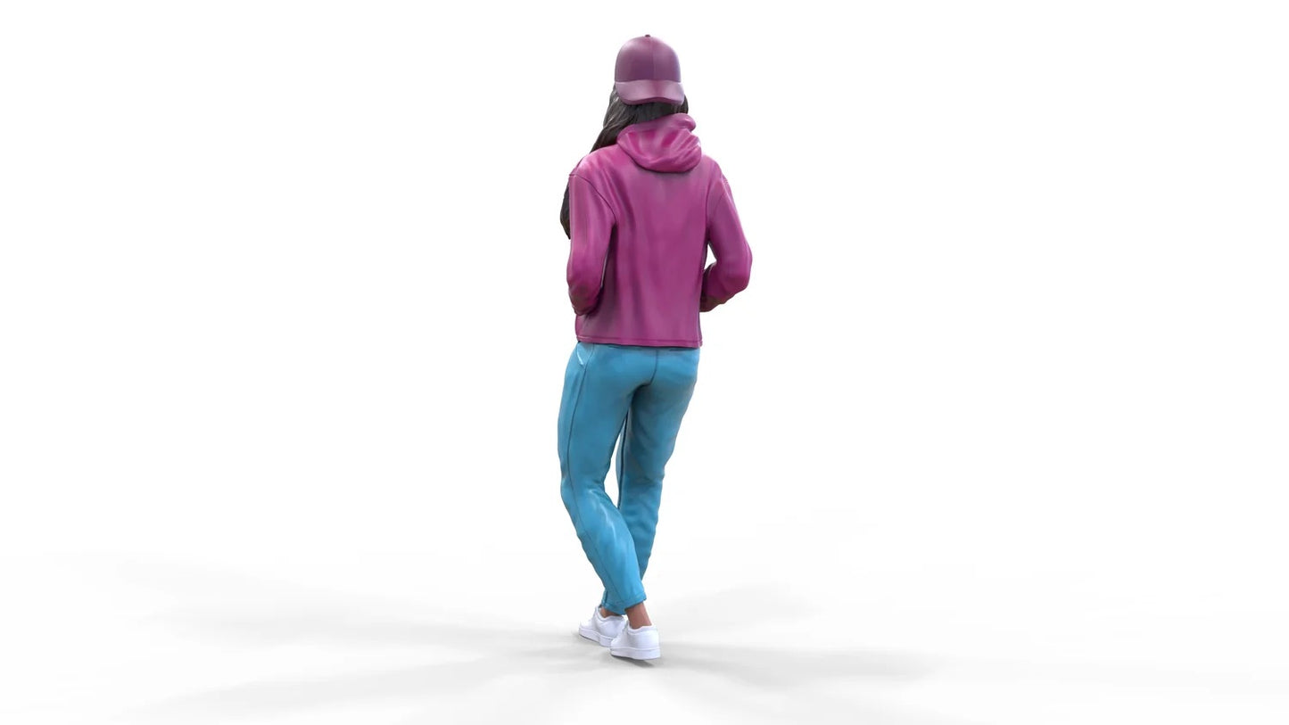 Produktfoto Diorama und Modellbau Miniatur Figur: Frau mit Hoodie | Hip Hopperin