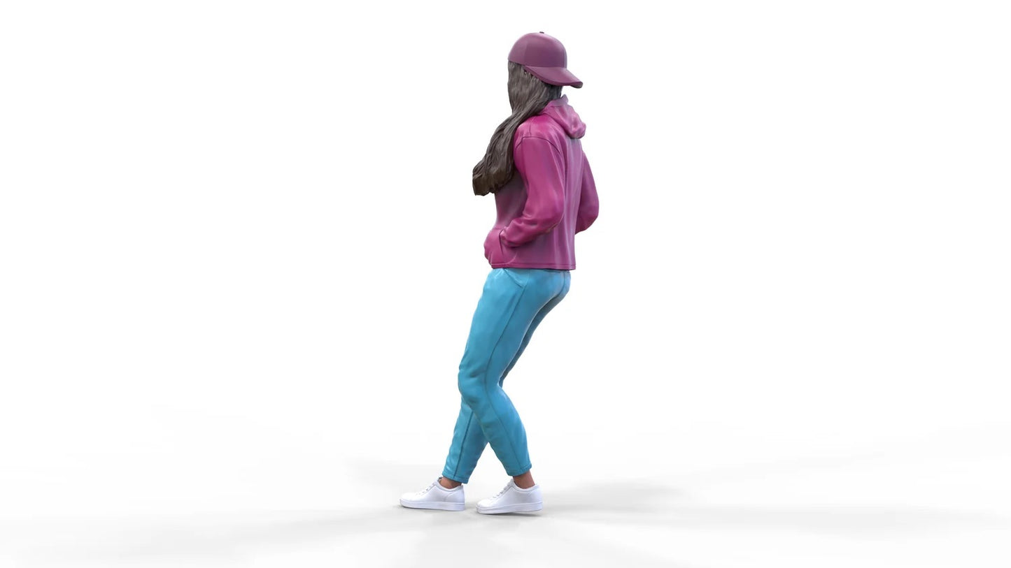 Produktfoto Diorama und Modellbau Miniatur Figur: Frau mit Hoodie | Hip Hopperin