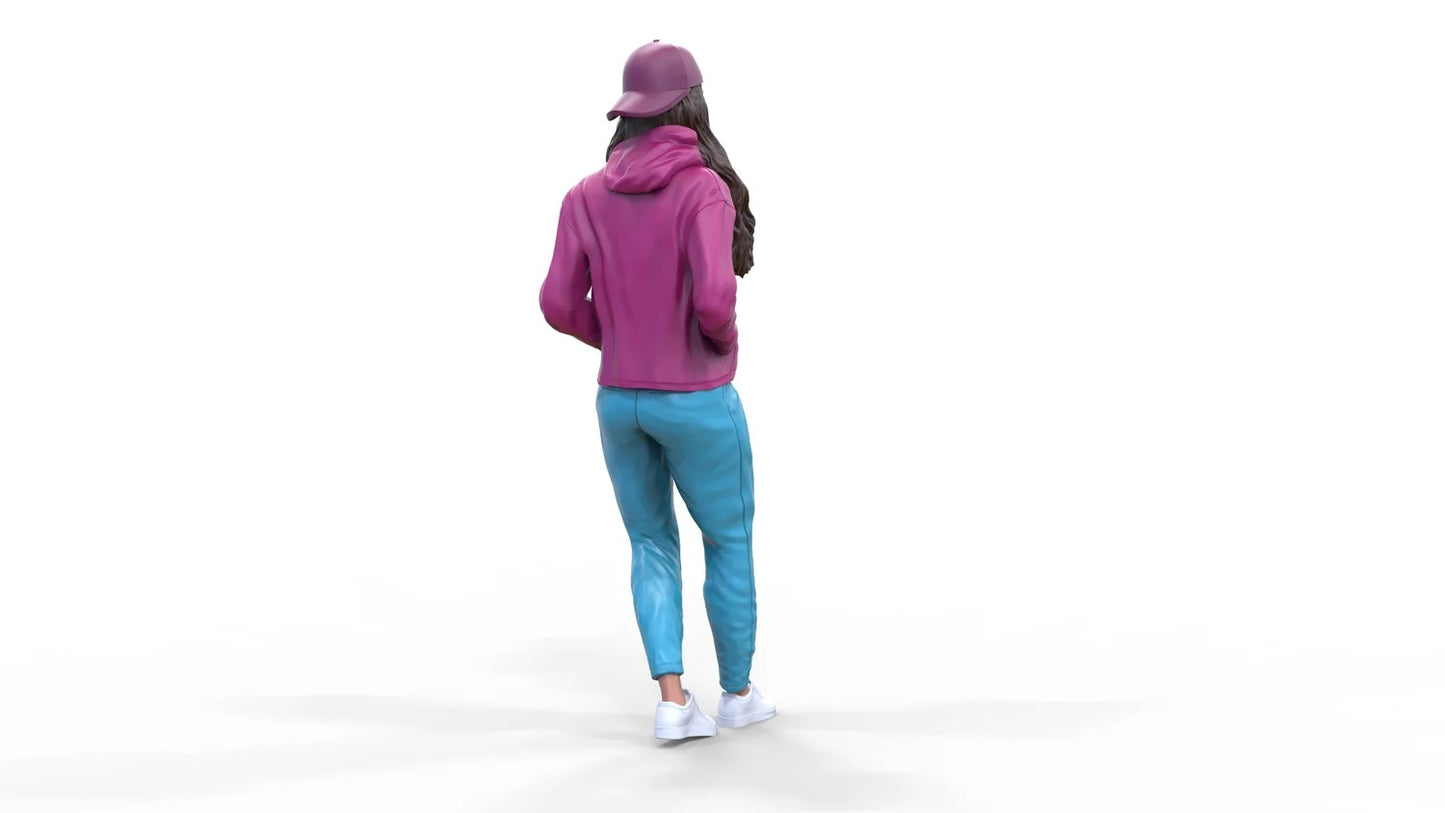 Produktfoto Diorama und Modellbau Miniatur Figur: Frau mit Hoodie | Hip Hopperin