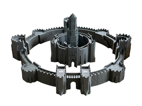 Produktfoto Wargaming und Tabletop 28mm Terrain, Geländeteil: The Printing Goes Ever On (TPGEO) Riesige Festung - Ivory City modulare Burg - Königreich Gonthan - Tor, Mauer, Turm, Zitadelle