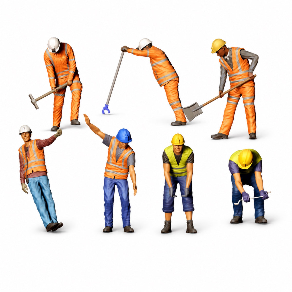 Diorama Modellbau Produktfoto 7: Diorama Figuren-Set: Gleisarbeiter und Bahninstandhaltung Figuren-Set (Nr. S44) - 7 Figuren