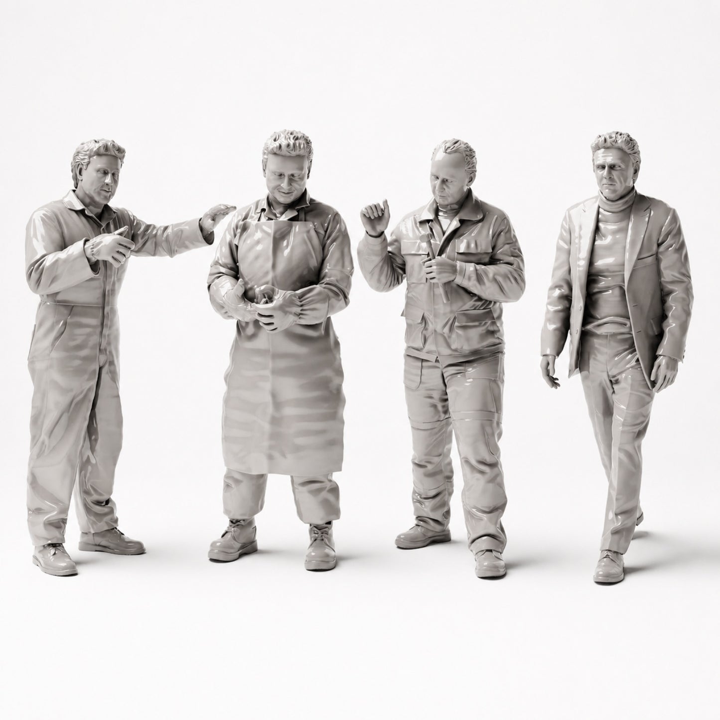 Diorama Modellbau Produktfoto 0: Diorama Figuren-Set: Autolackiererei und Karosseriewerkstatt Figuren-Set (Nr. S48) - 4 Figuren