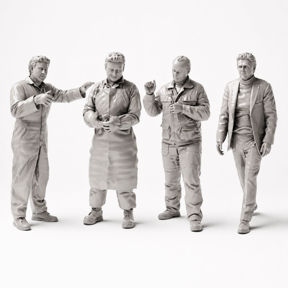 Diorama Modellbau Produktfoto 0: Diorama Figuren-Set: Autolackiererei und Karosseriewerkstatt Figuren-Set (Nr. S48) - 4 Figuren