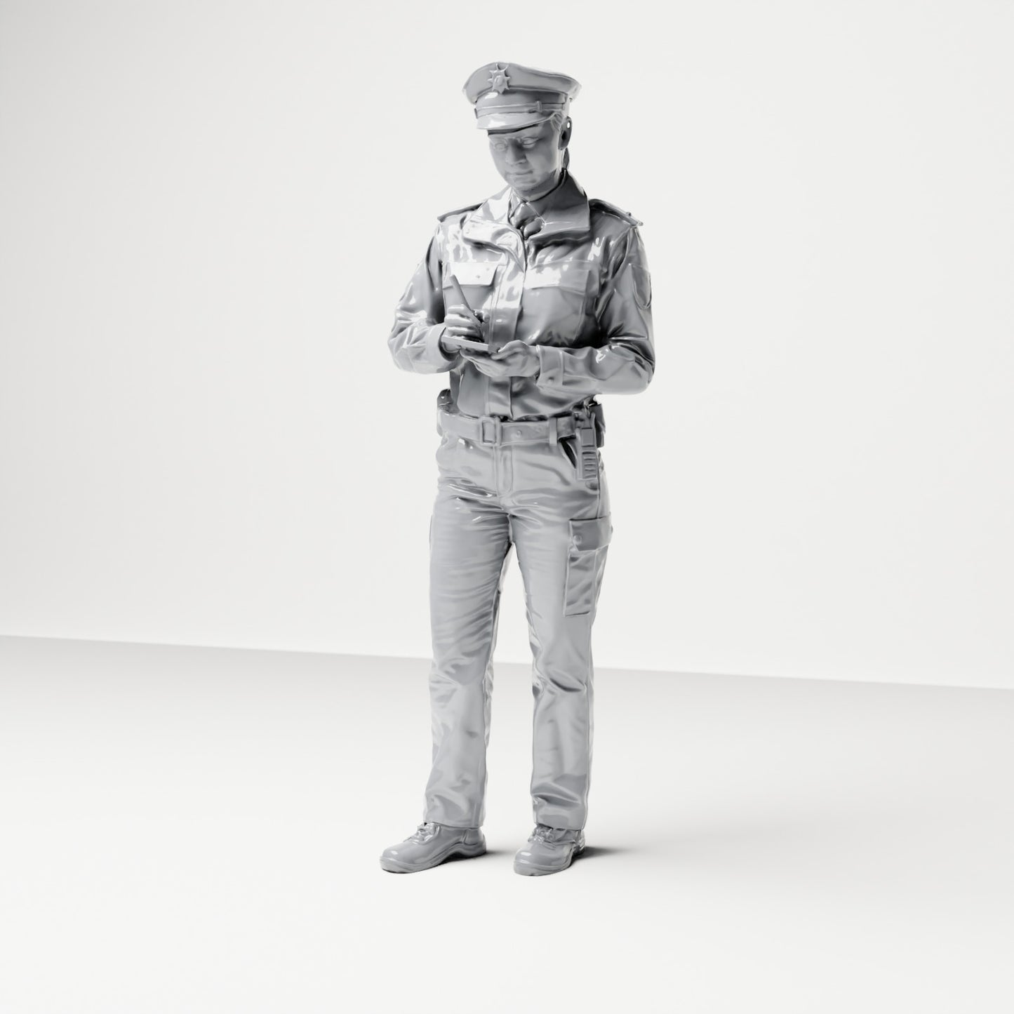 Diorama Modellbau Produktfoto 0: Stehende Figur: Deutscher Polizist mit Dienstmütze und Handgerät (B017)