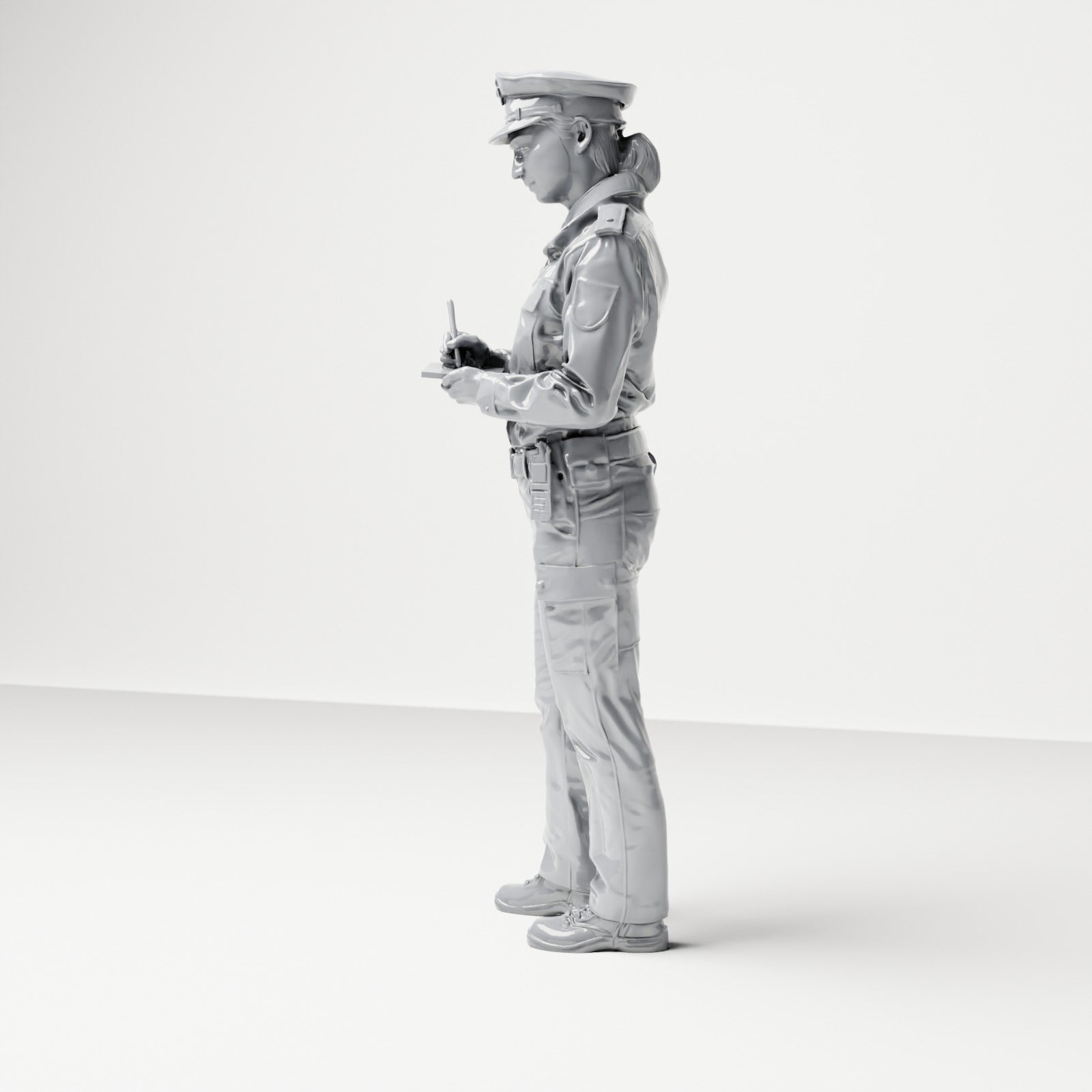 Diorama Modellbau Produktfoto 1: Stehende Figur: Deutscher Polizist mit Dienstmütze und Handgerät (B017)
