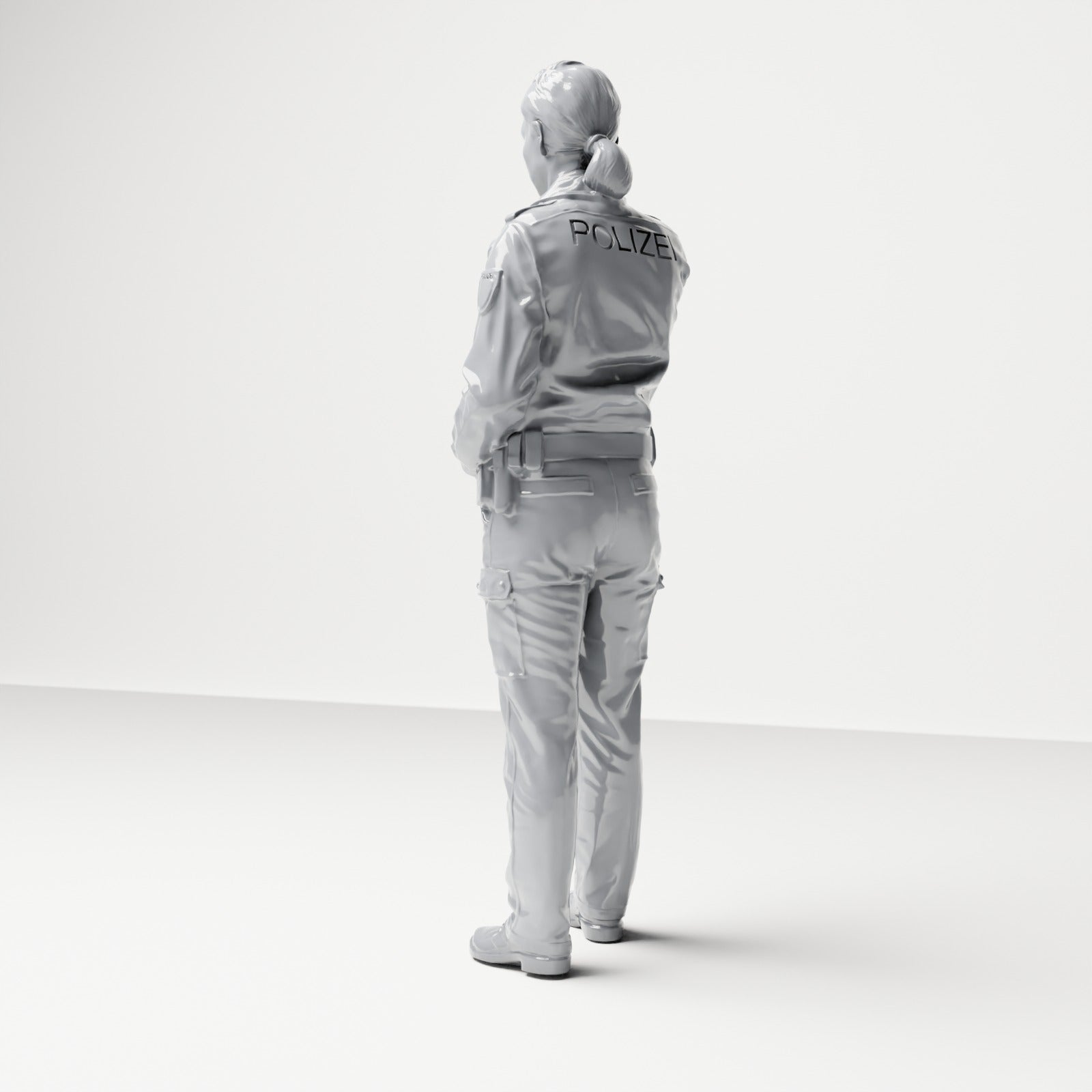 Diorama Modellbau Produktfoto 2: Stehende Figur: Polizist mit Dienstgürtel & Taschenlampe (B019)