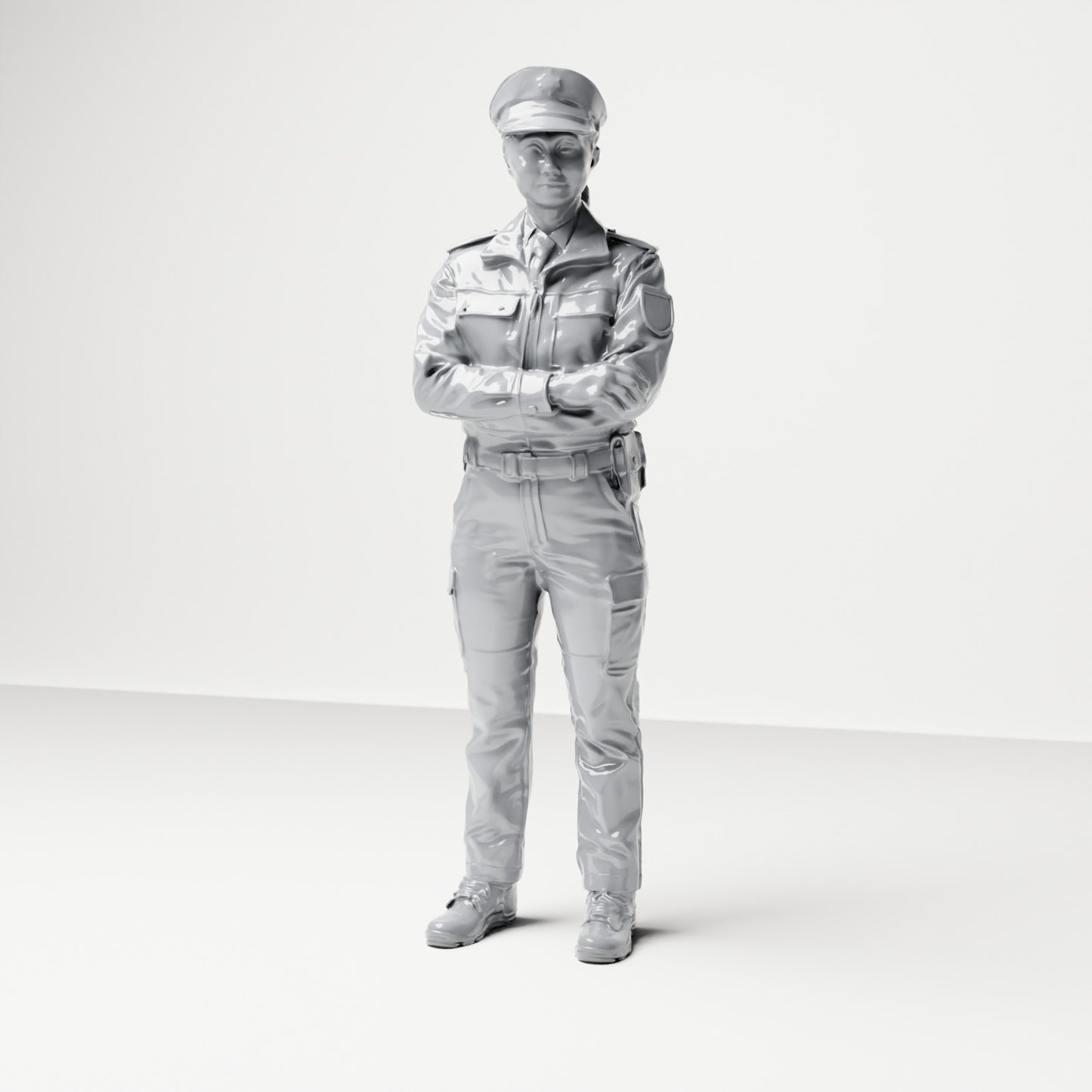 Diorama Modellbau Produktfoto 0: Stehende Figur: Polizist mit Dienstmütze & verschränkten Armen (B021)