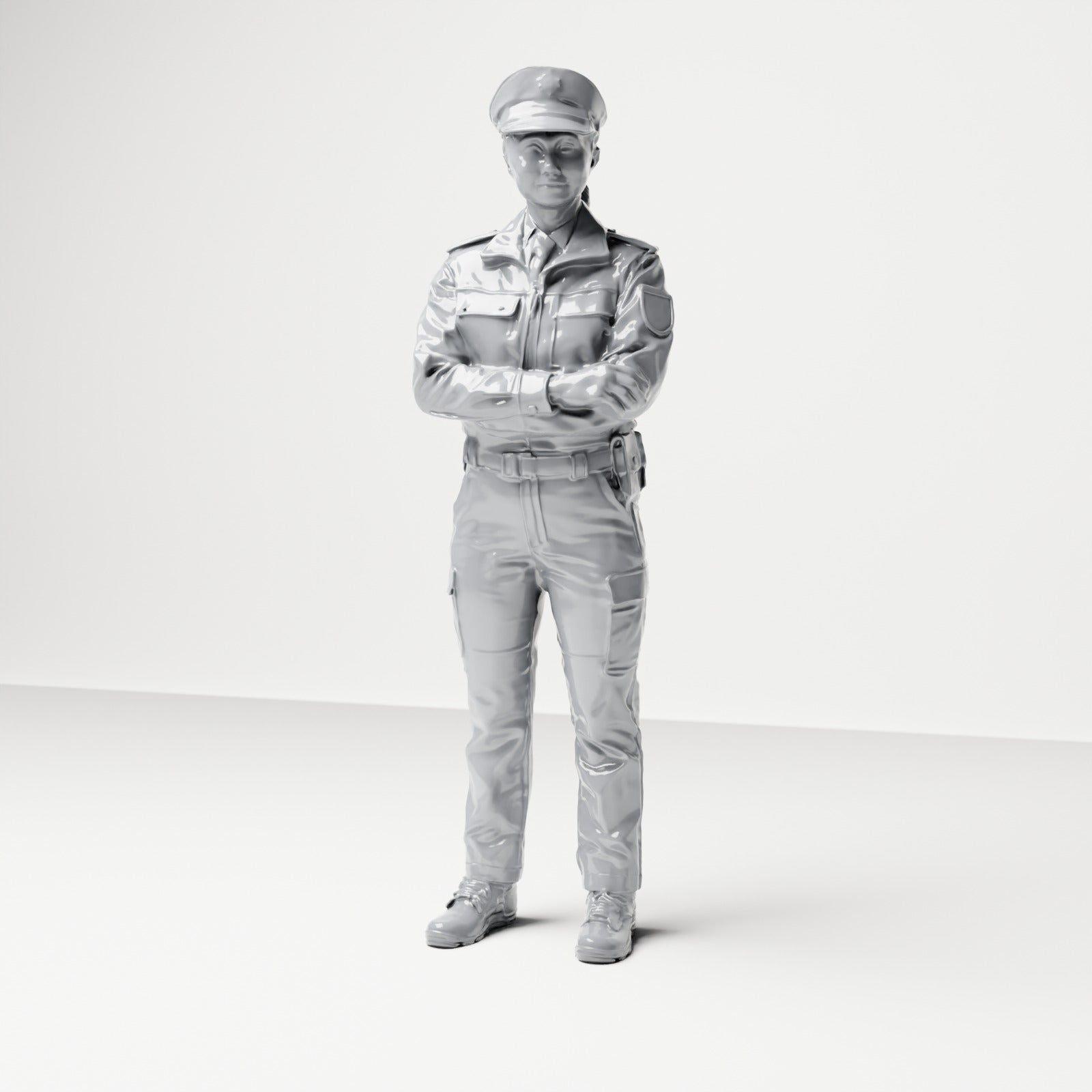Diorama Modellbau Produktfoto 0: Stehende Figur: Polizist mit Dienstmütze & verschränkten Armen (B021)