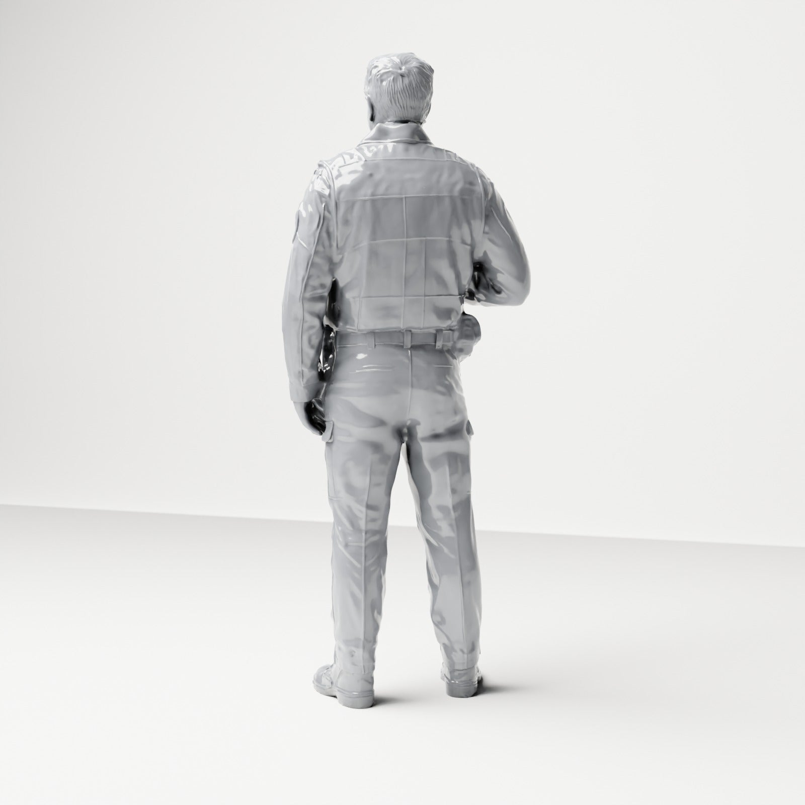 Diorama Modellbau Produktfoto 2: Stehende Figur: Polizist mit Funkgerät, taktischer Weste & Ausrüstungsgürtel (B023)