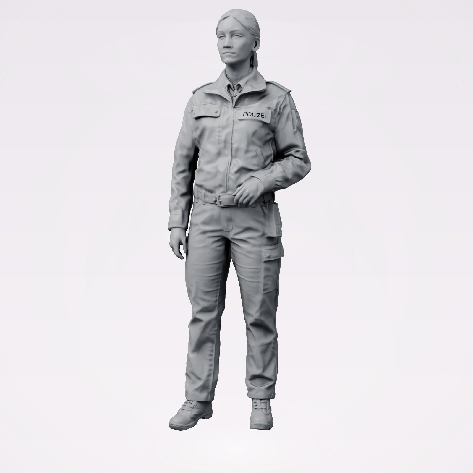 Diorama Modellbau Produktfoto 0: Stehende Figur: Deutscher Polizist in Uniform mit POLIZEI-Aufnäher (B024)