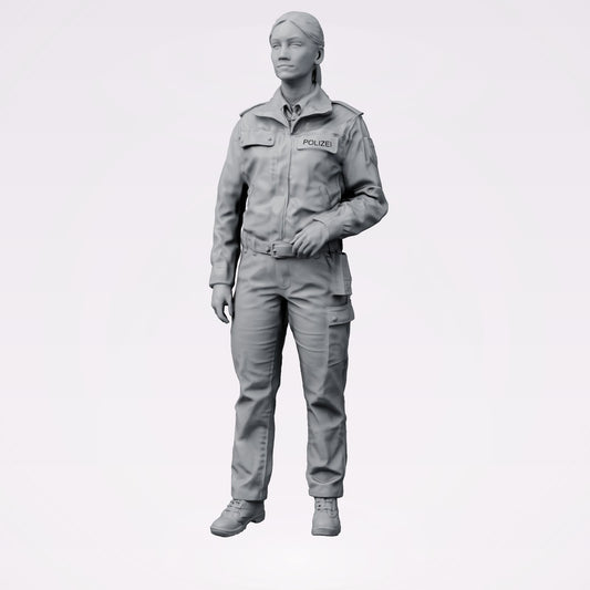 Diorama Modellbau Produktfoto 0: Stehende Figur: Deutscher Polizist in Uniform mit POLIZEI-Aufnäher (B024)