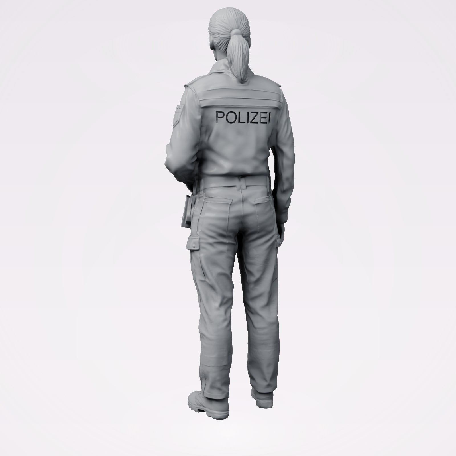Diorama Modellbau Produktfoto 2: Stehende Figur: Deutscher Polizist in Uniform mit POLIZEI-Aufnäher (B024)