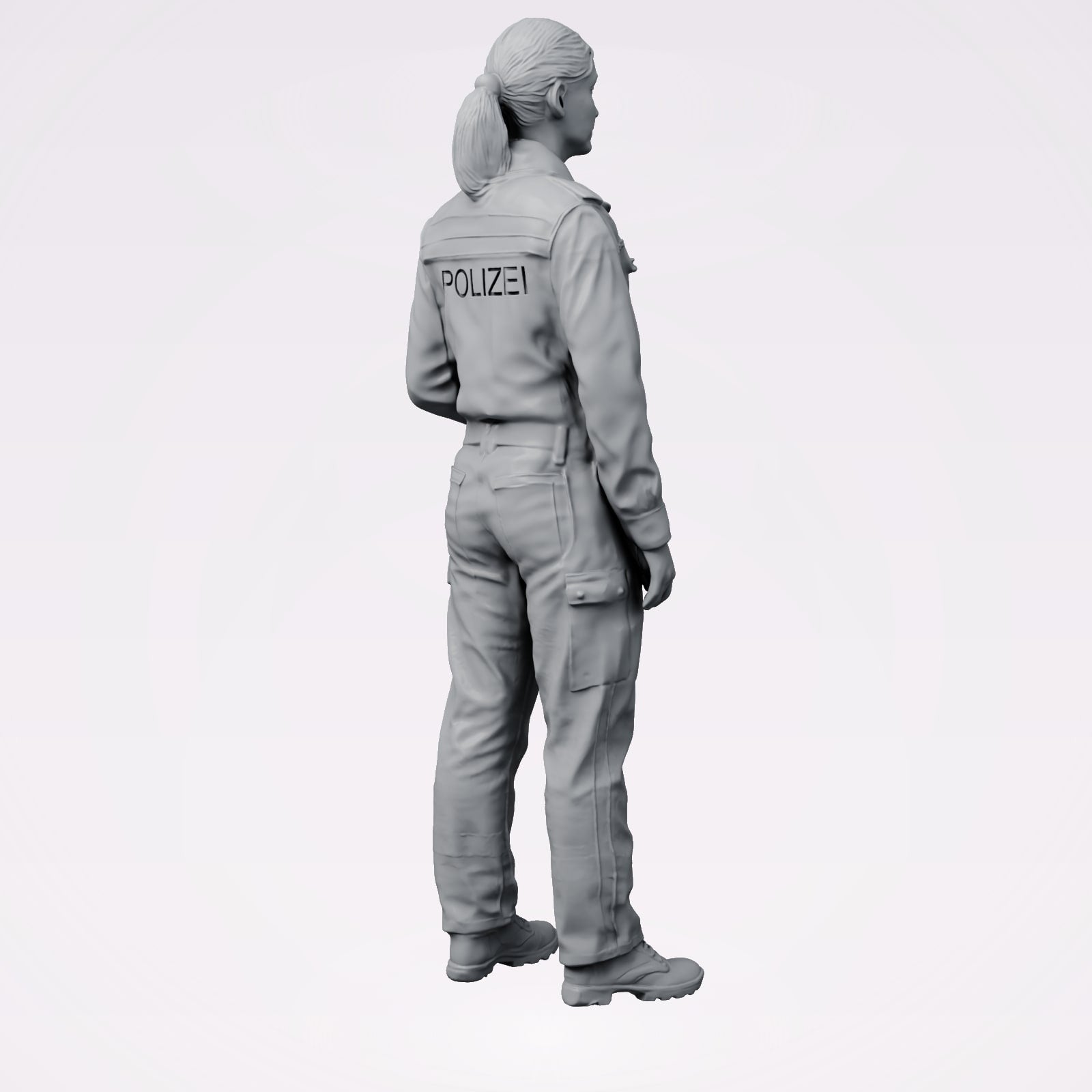 Diorama Modellbau Produktfoto 3: Stehende Figur: Deutscher Polizist in Uniform mit POLIZEI-Aufnäher (B024)