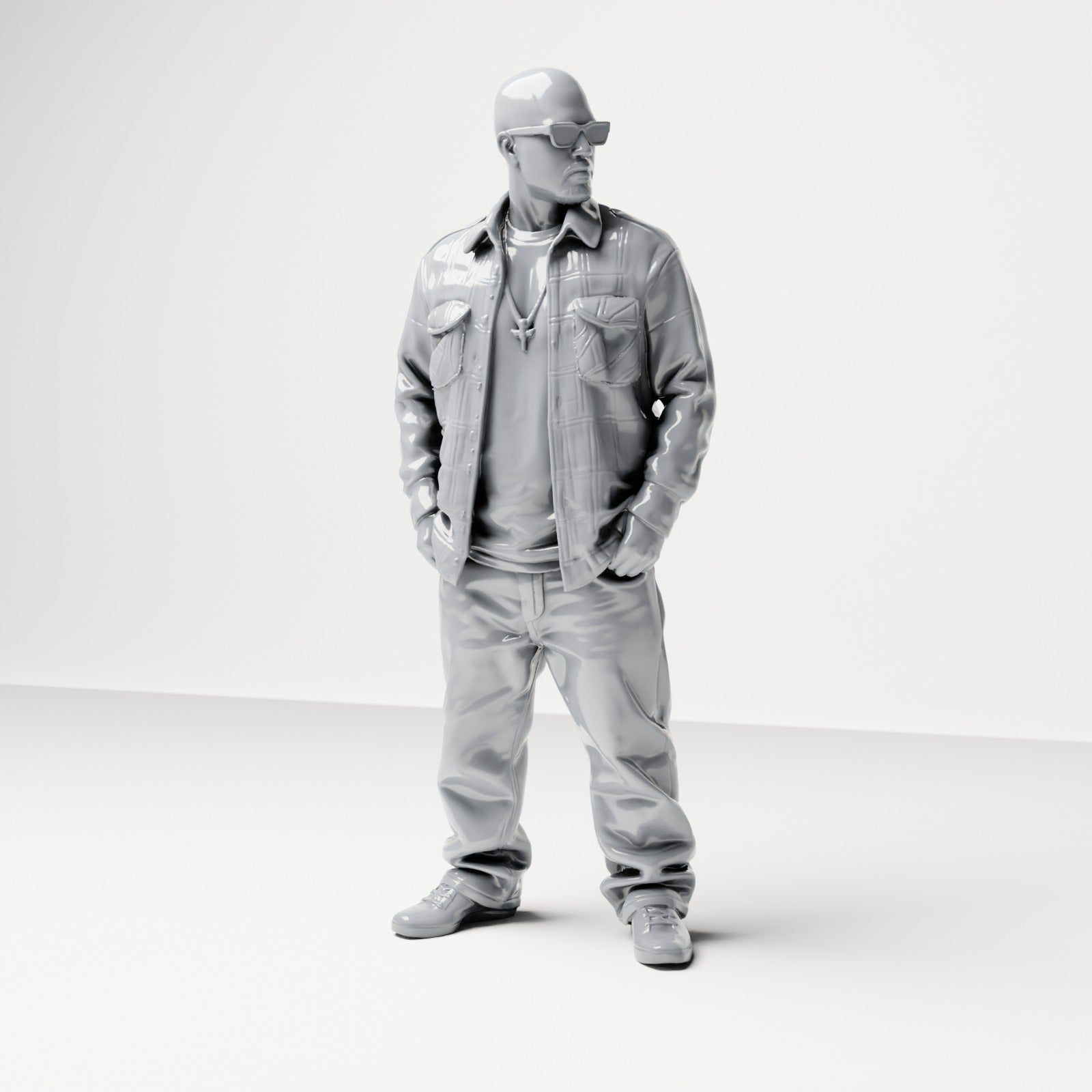 Diorama Modellbau Produktfoto 0: Stehende Figur: Mann in Straßenkleidung mit Händen in Hosentaschen (B027)