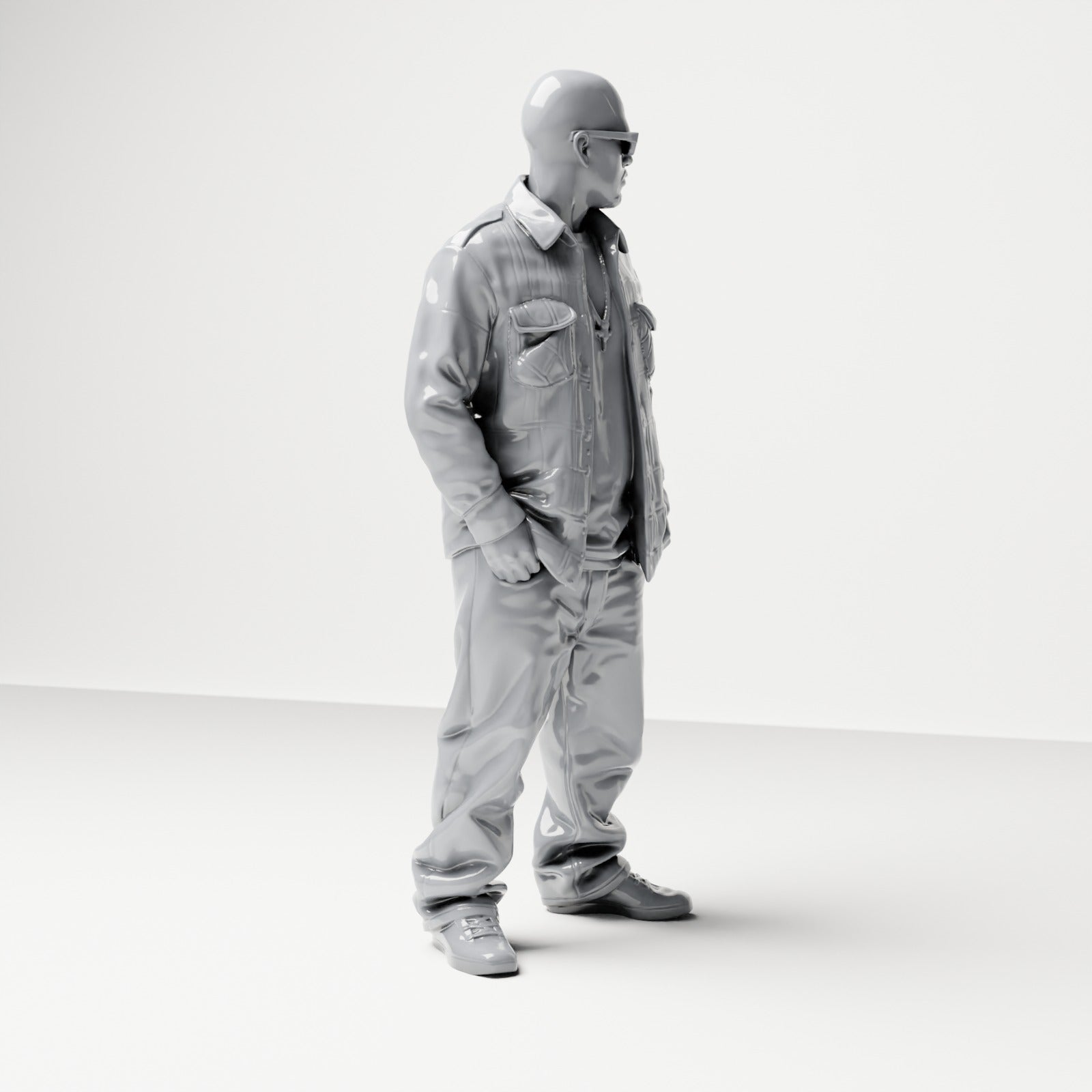 Diorama Modellbau Produktfoto 3: Stehende Figur: Mann in Straßenkleidung mit Händen in Hosentaschen (B027)
