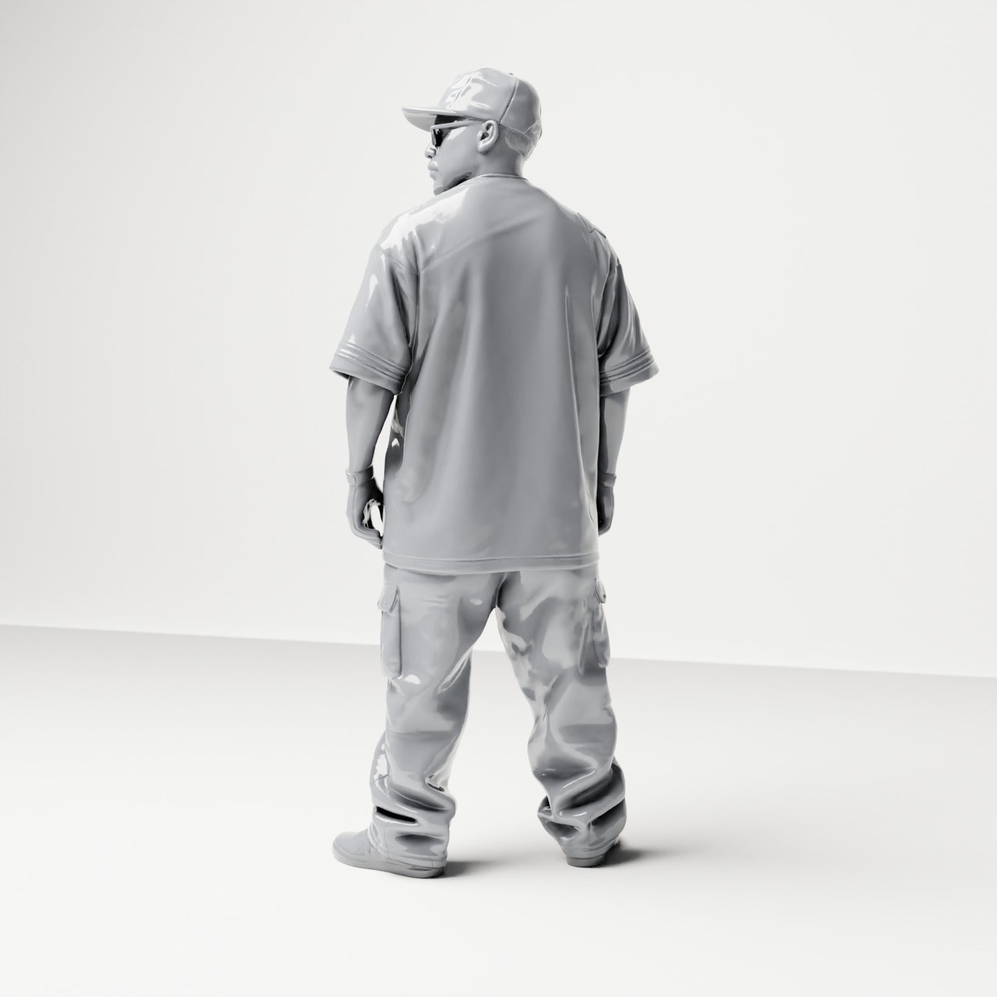 Diorama Modellbau Produktfoto 2: Stehende Figur: Streetwear-Mann mit Kappe, Sonnenbrille & Sporttrikot 13 (B032)
