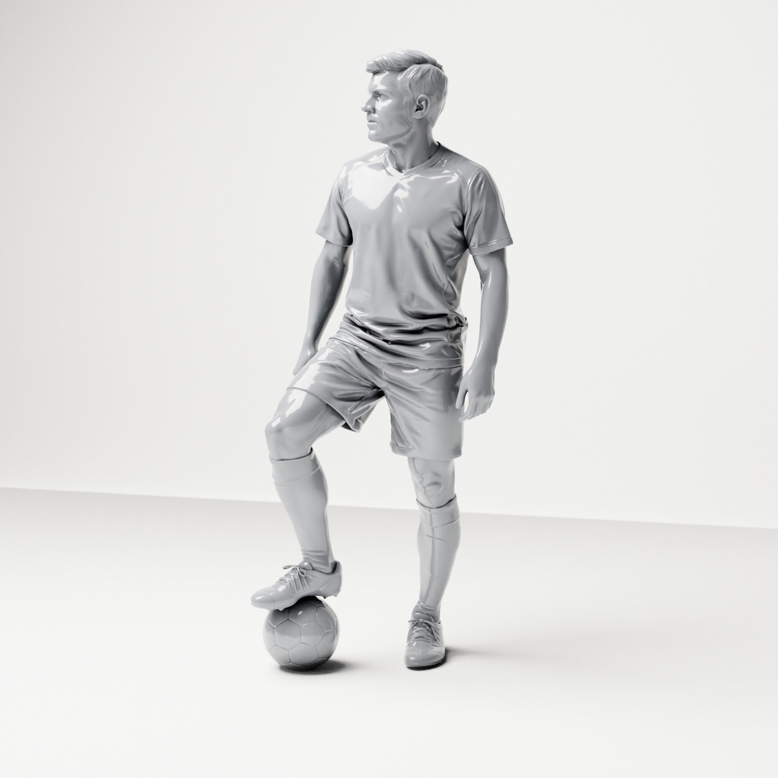 Diorama Modellbau Produktfoto 0: Stehende Figur: Fußballer mit Fuß auf Ball (B035)