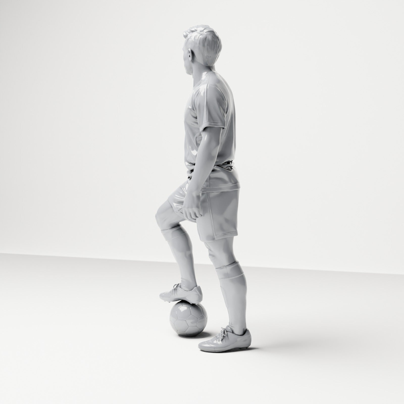 Diorama Modellbau Produktfoto 1: Stehende Figur: Fußballer mit Fuß auf Ball (B035)