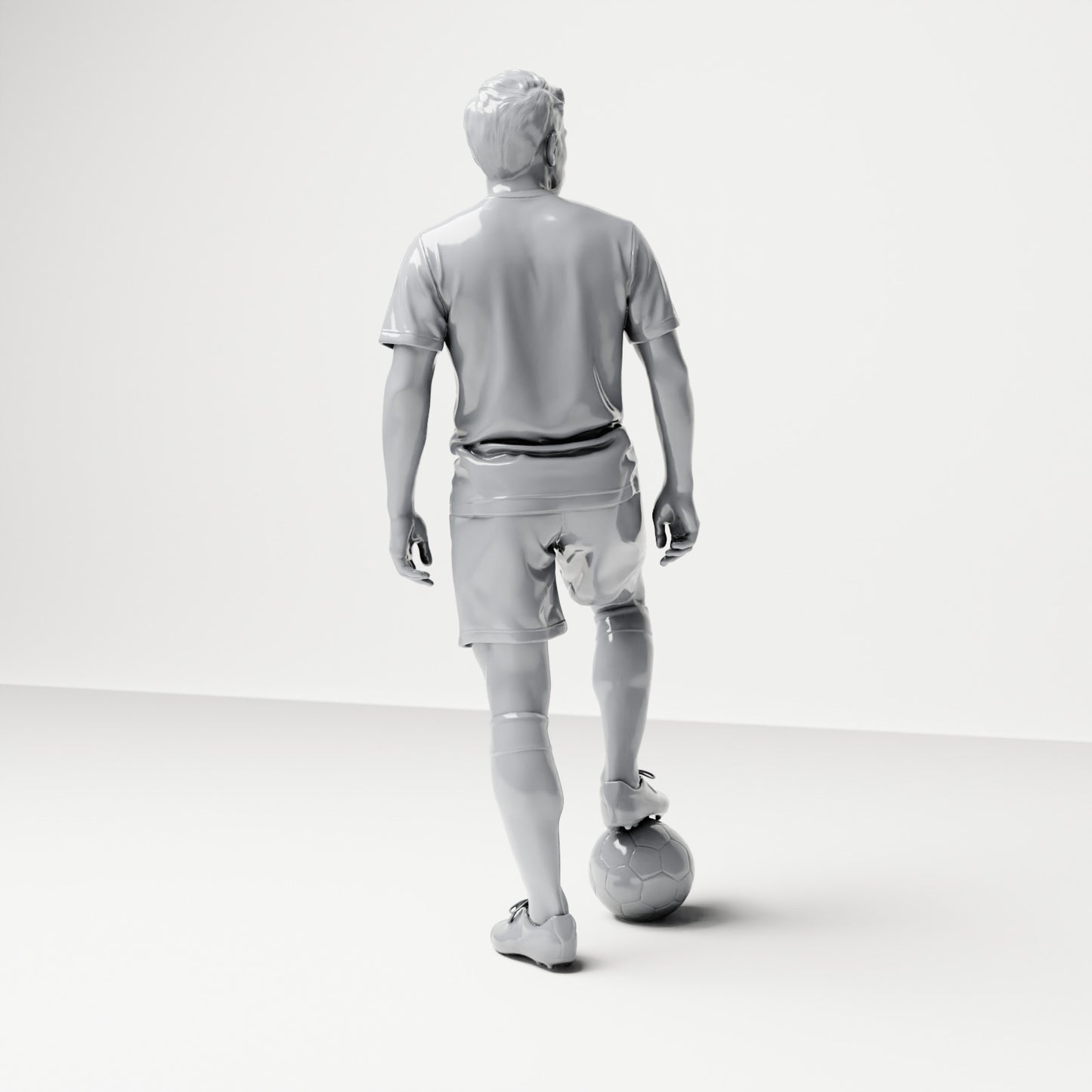 Diorama Modellbau Produktfoto 2: Stehende Figur: Fußballer mit Fuß auf Ball (B035)