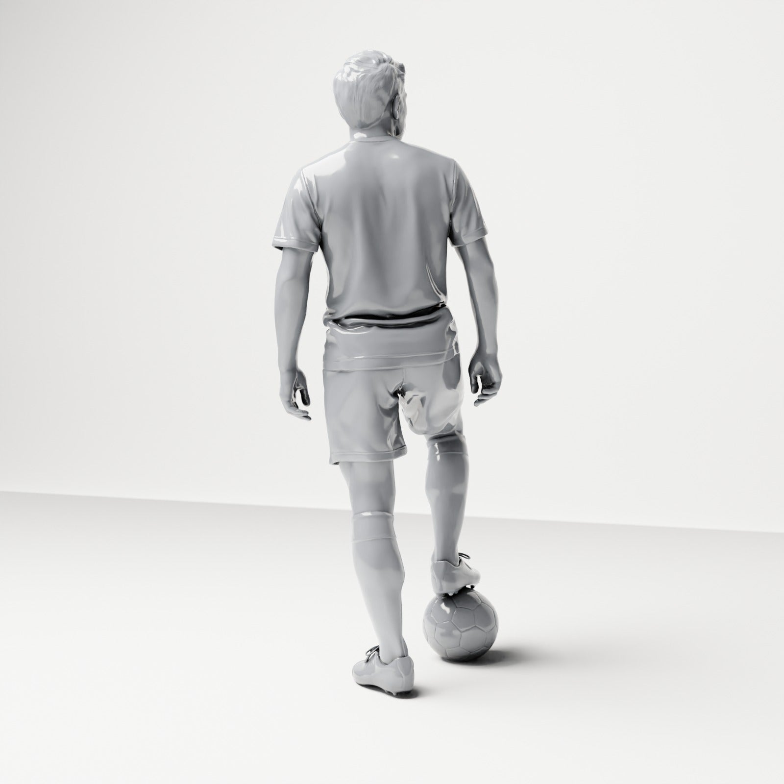 Diorama Modellbau Produktfoto 2: Stehende Figur: Fußballer mit Fuß auf Ball (B035)