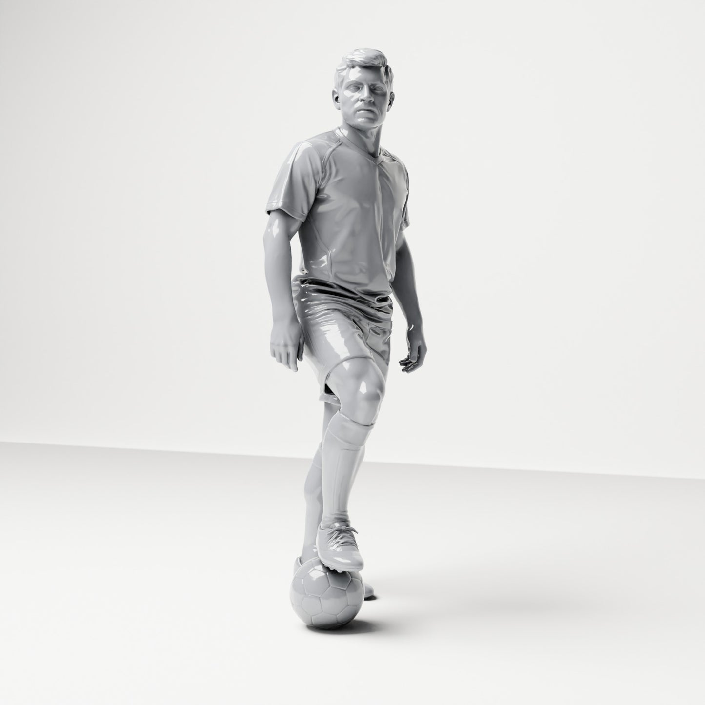 Diorama Modellbau Produktfoto 3: Stehende Figur: Fußballer mit Fuß auf Ball (B035)