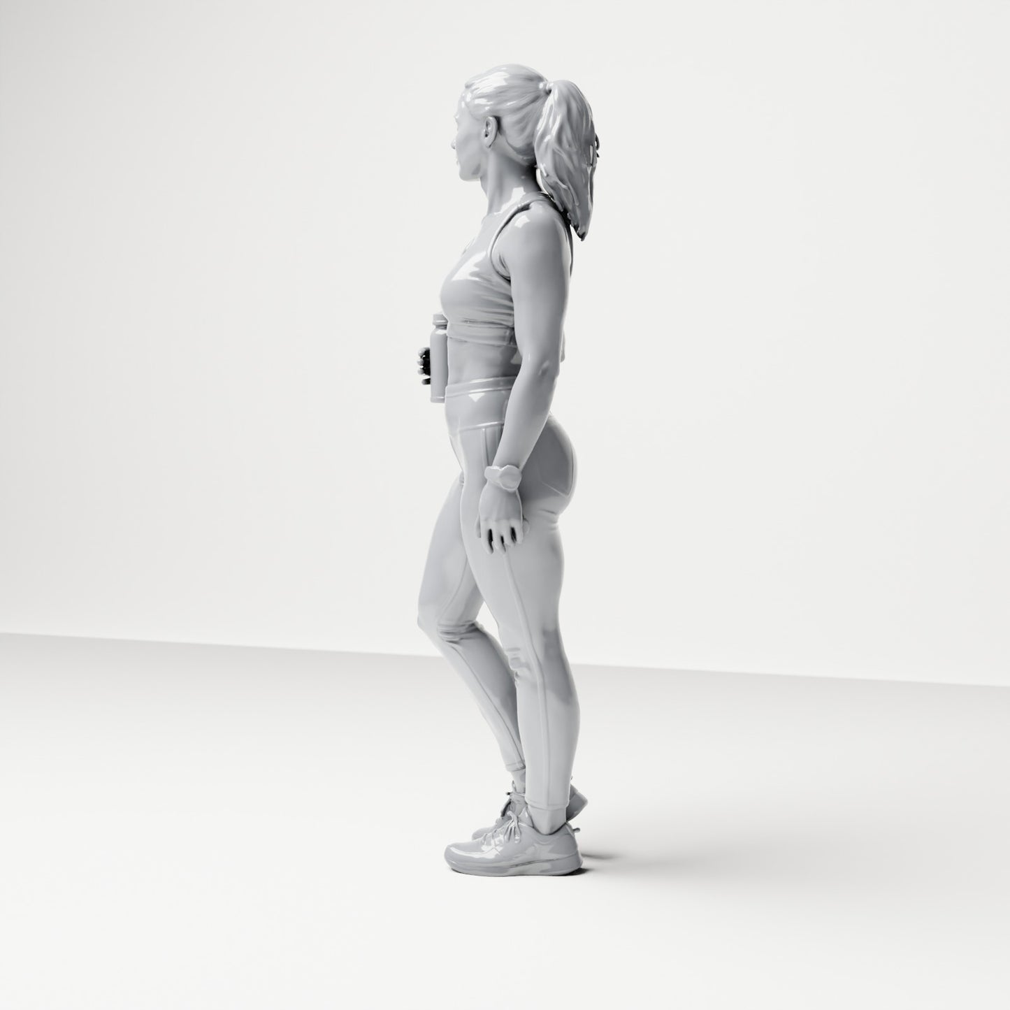 Diorama Modellbau Produktfoto 1: Stehende Figur: Sportlerin in Trainingskleidung mit Trinkflasche (B036)