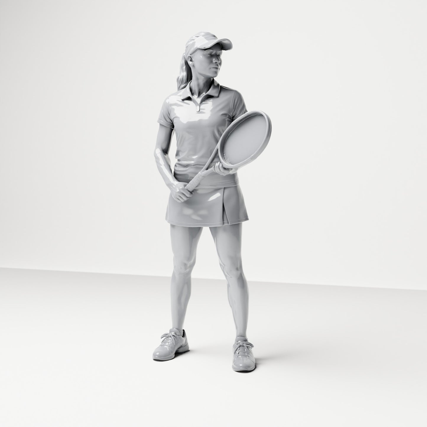 Diorama Modellbau Produktfoto 0: Stehende Figur: Tennisspielerin mit Schläger (B038)