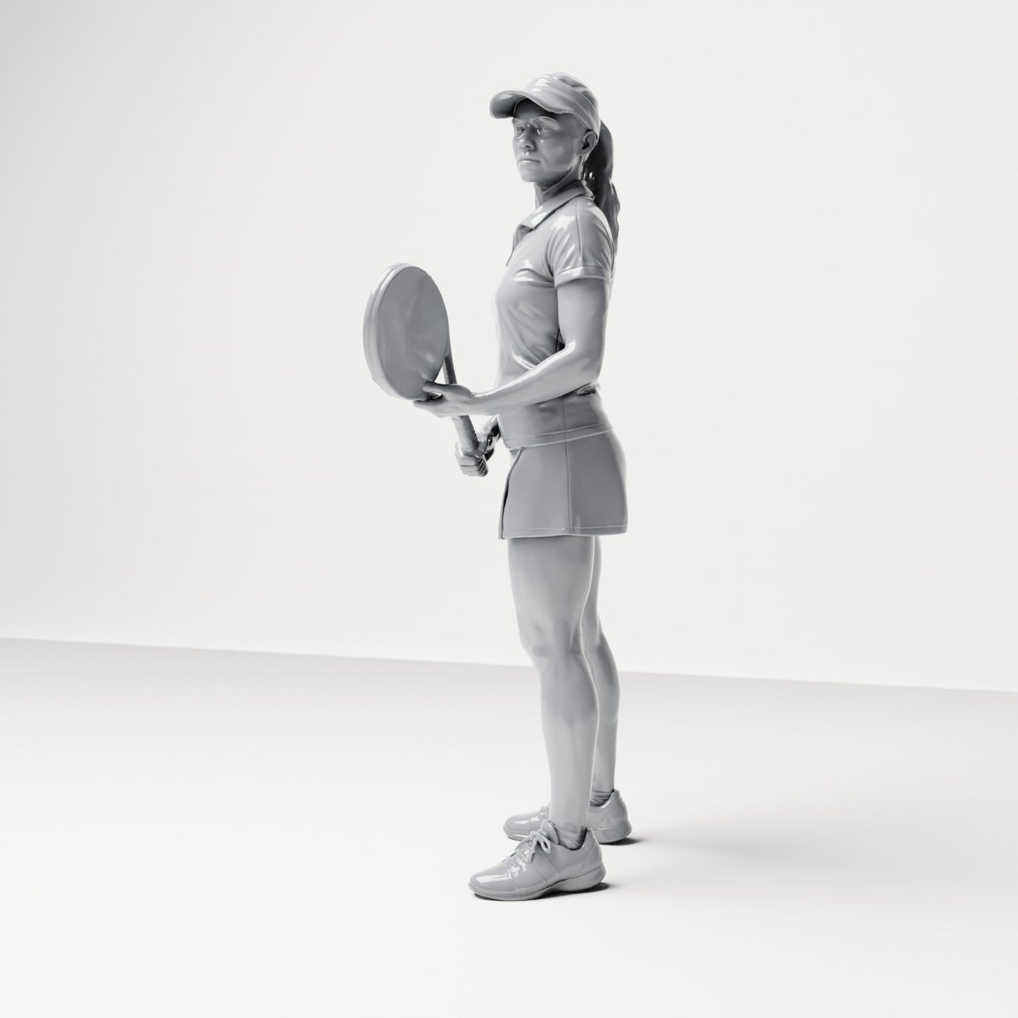 Diorama Modellbau Produktfoto 1: Stehende Figur: Tennisspielerin mit Schläger (B038)