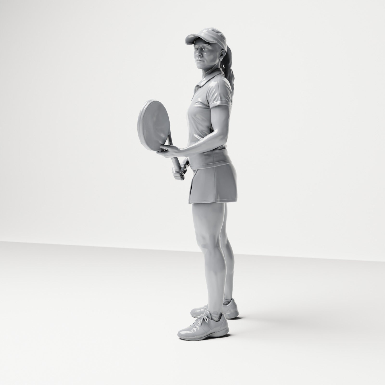 Diorama Modellbau Produktfoto 1: Stehende Figur: Tennisspielerin mit Schläger (B038)
