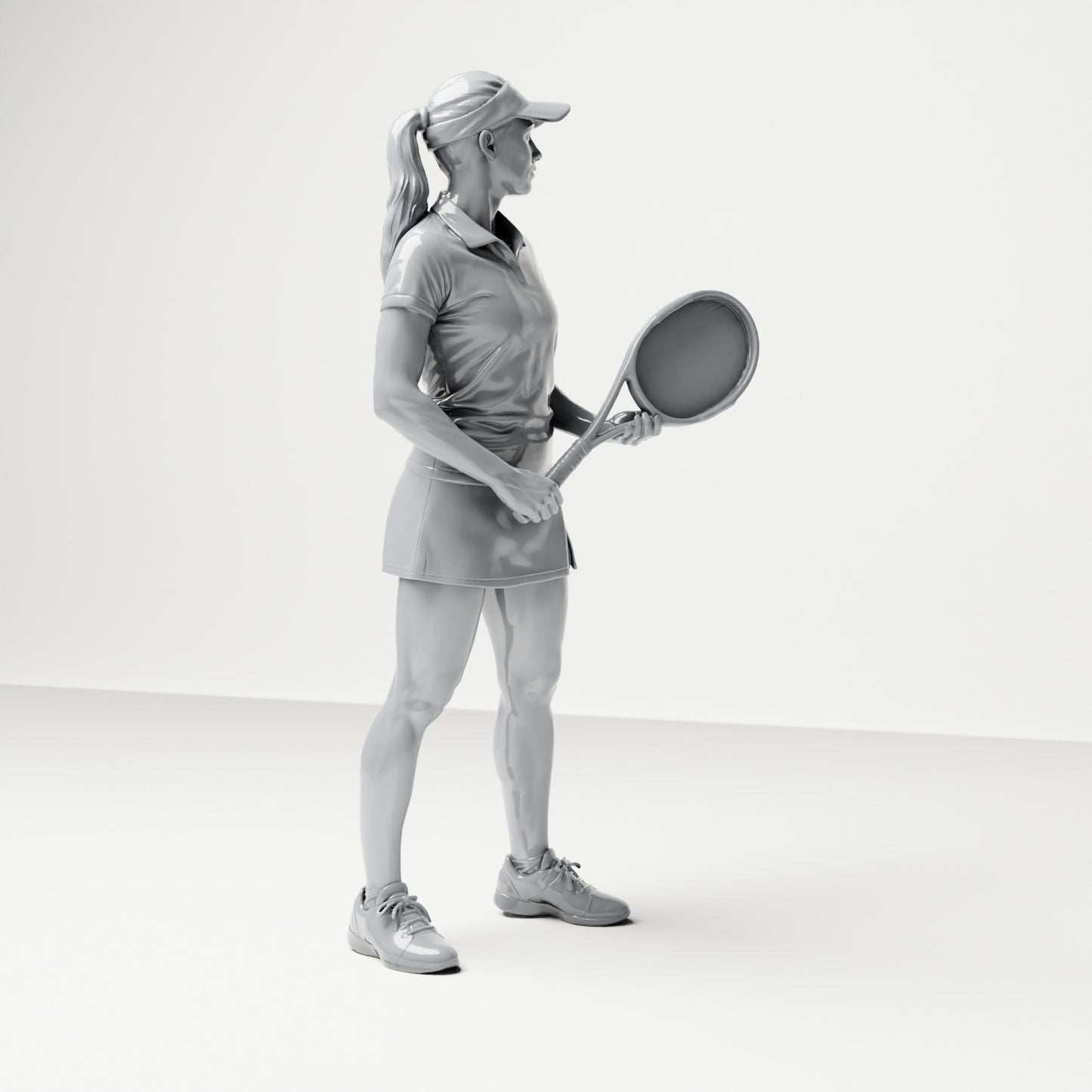 Diorama Modellbau Produktfoto 3: Stehende Figur: Tennisspielerin mit Schläger (B038)