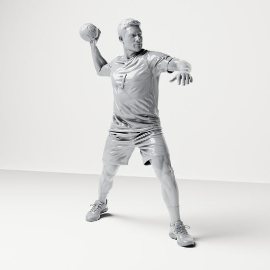 Diorama Modellbau Produktfoto 0: Stehende Figur: Sportler in Wurfpose mit Ball in der rechten Hand (B041)