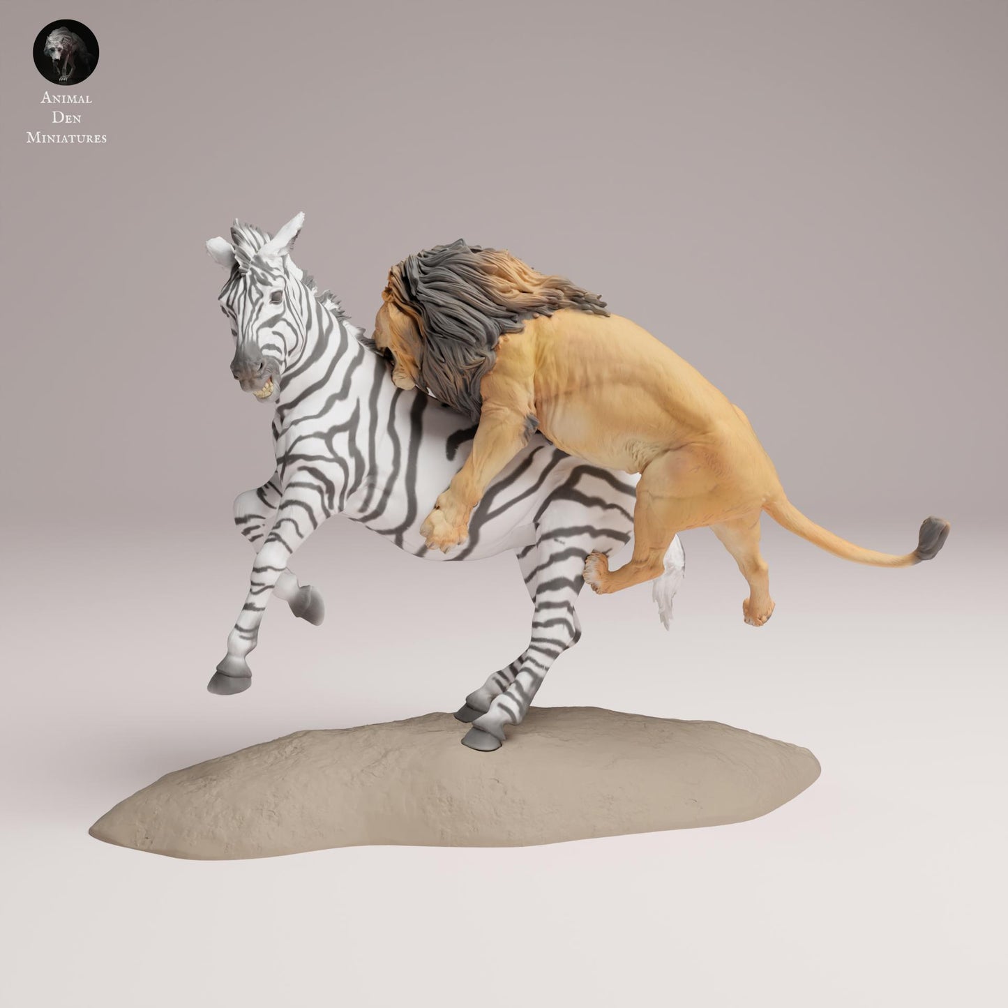 Produktfoto Tier Figur Diorama, Modellbau: 0: Wildtier Figur: Löwe jagt Zebra – Tiere der Savanne (Ref 25_08_06)