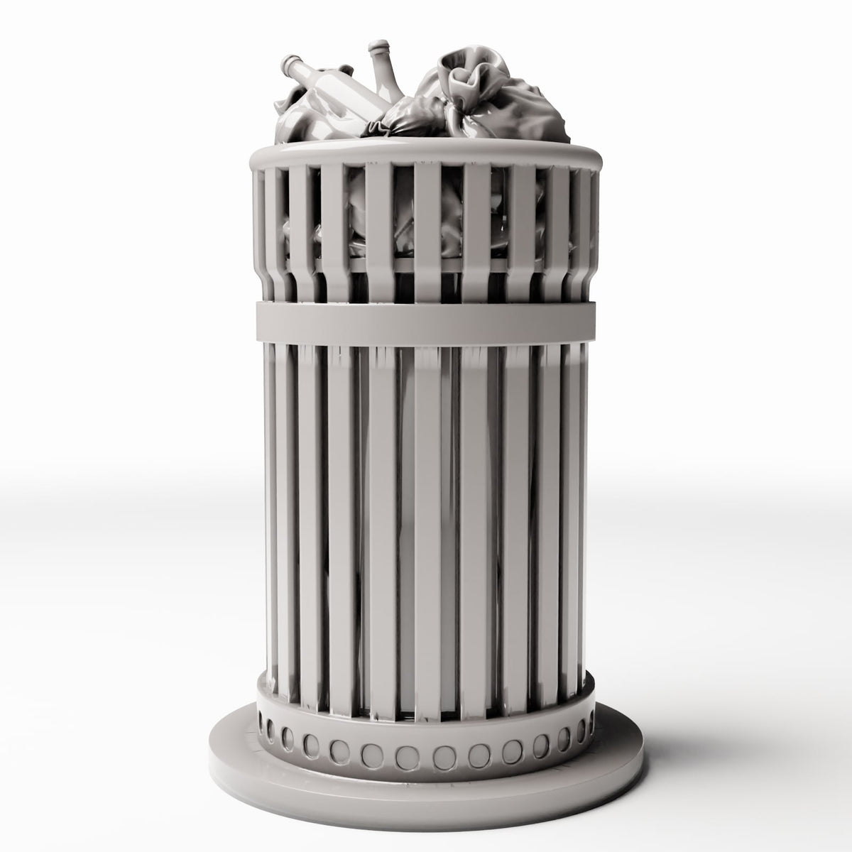Diorama Modellbau Produktfoto 2: Diorama Straße: Öffentlicher Mülleimer mit Abfall (Ref. 1151D)