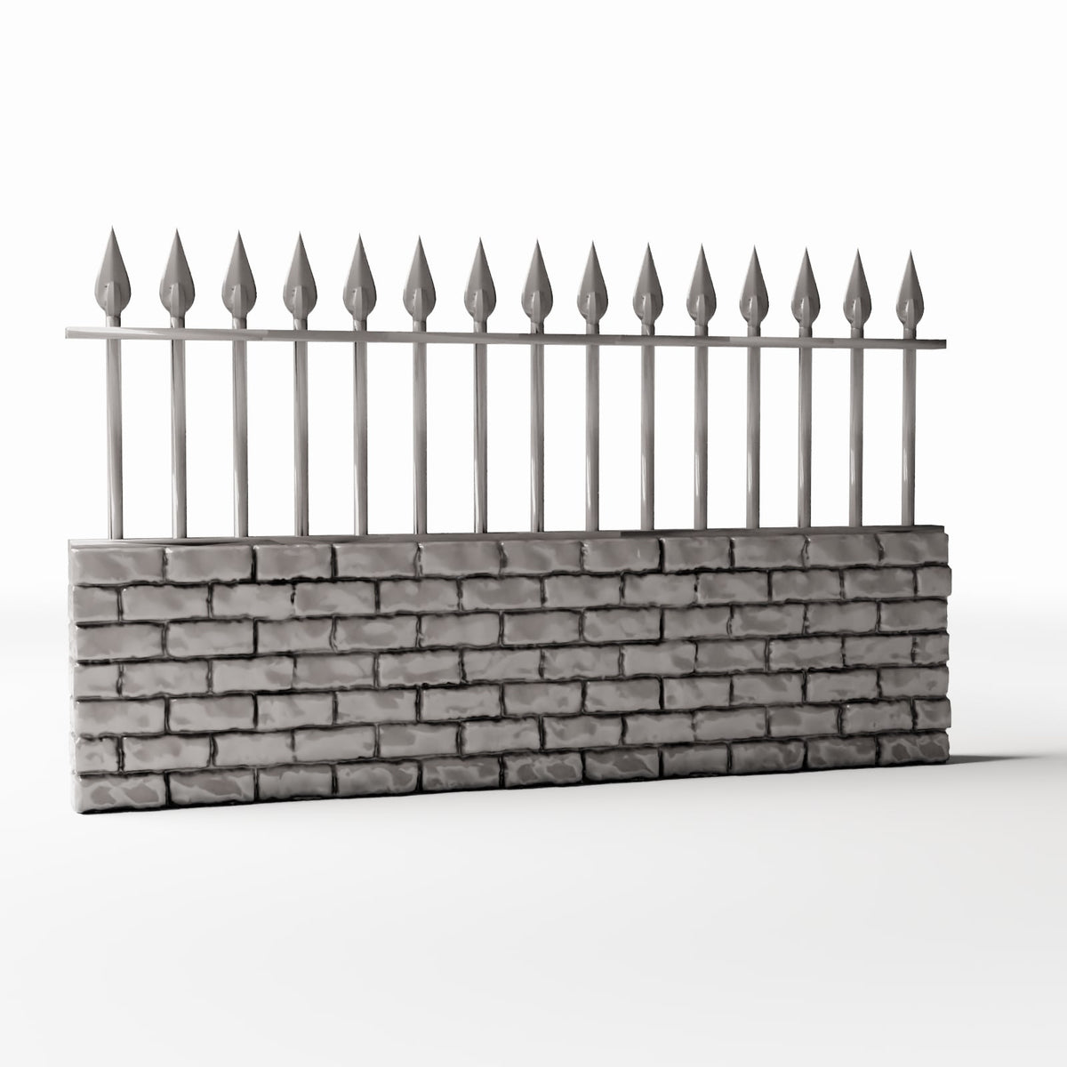 Diorama Modellbau Produktfoto 3: Diorama Außenbereich: Niedrige Steinmauer mit Metallzaun (Ref. 1196D)