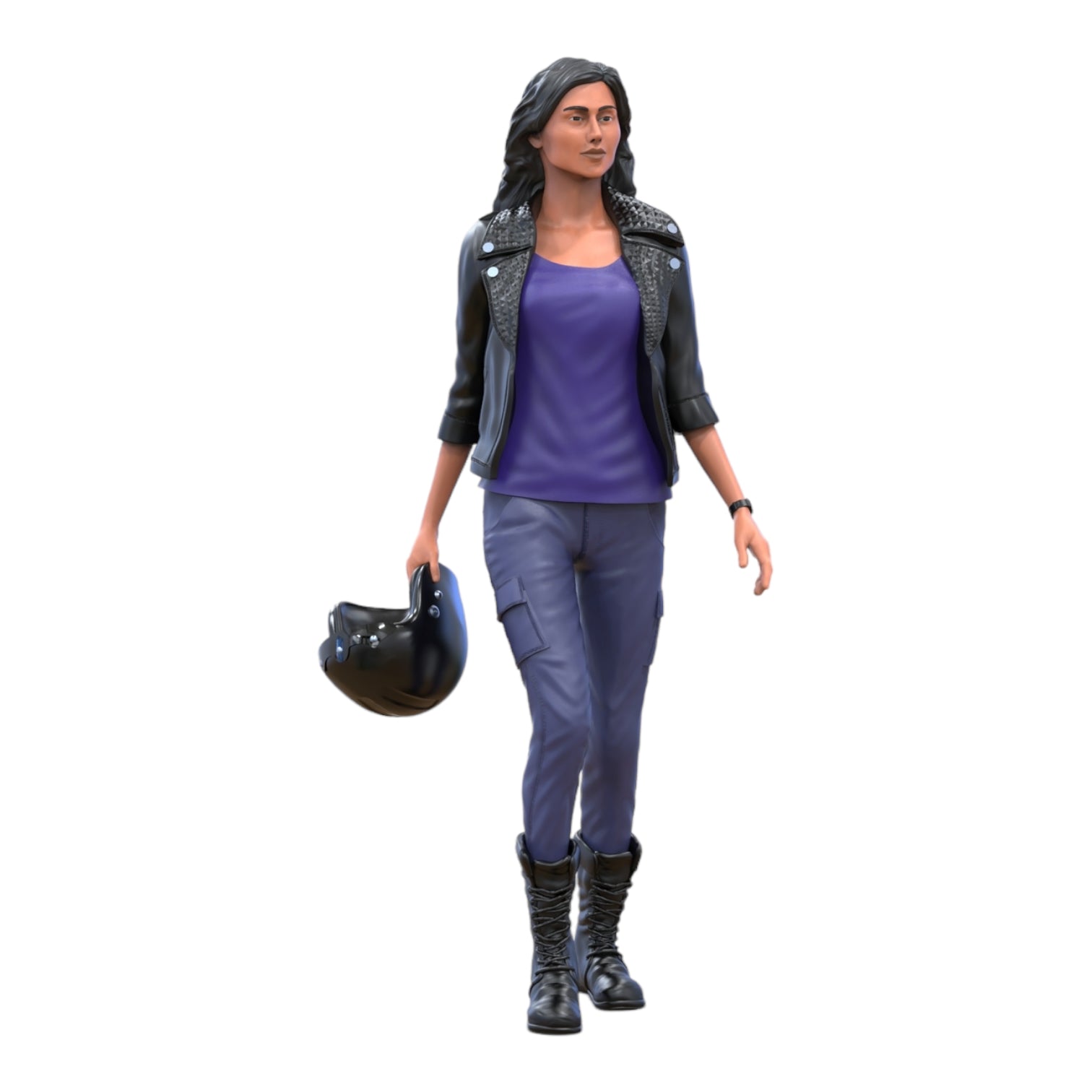 Produktfoto Diorama und Modellbau Miniatur Figur: Raser 5 - Rennfahrerin mit Helm und Lederjacke