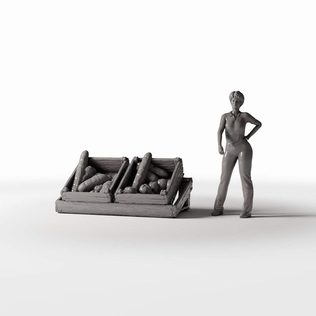 Diorama Modellbau Produktfoto 1: Diorama Markt: Marktkiste mit Brot (Ref. 1422D)