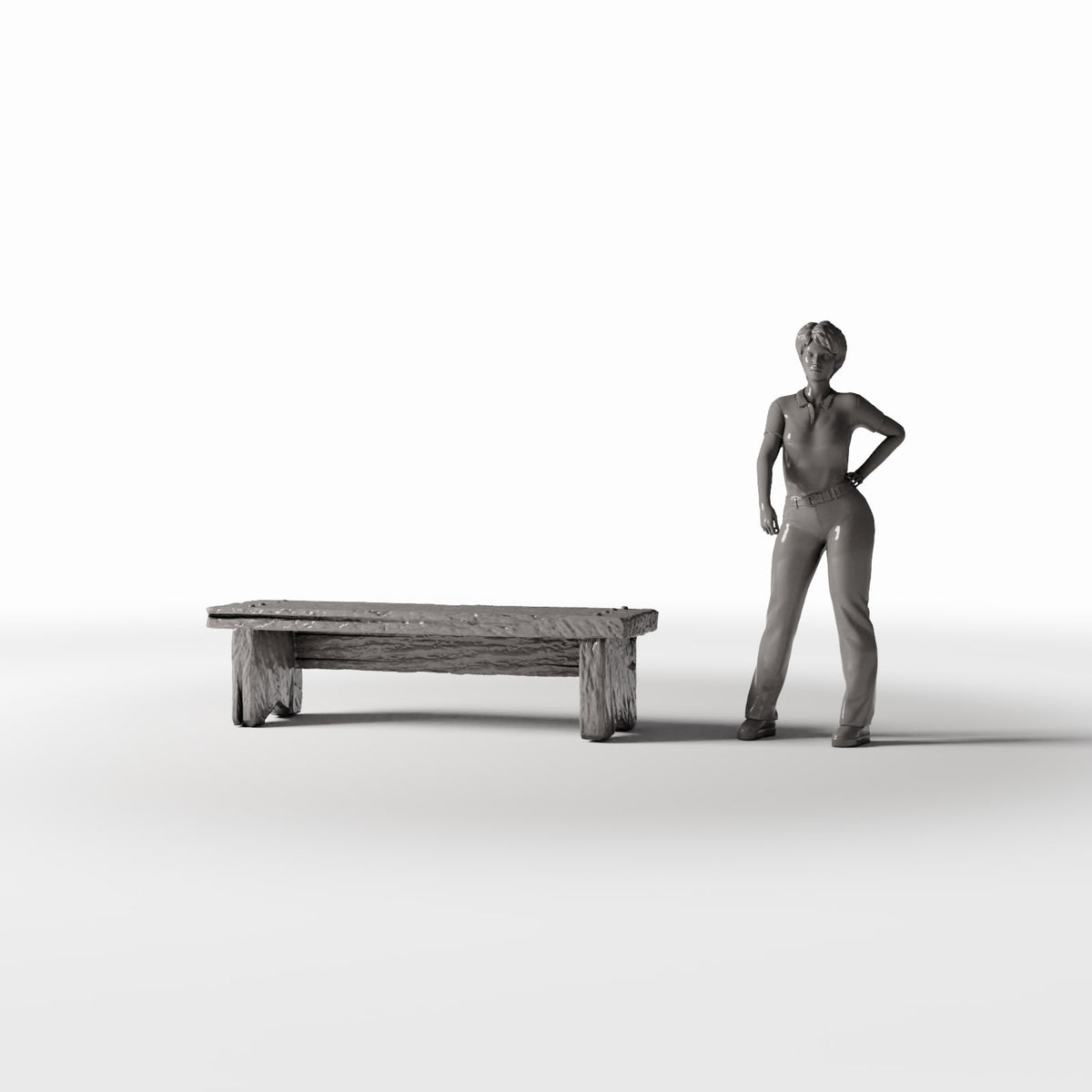 Diorama Modellbau Produktfoto 1: Diorama Möbel: Rustikale Miniaturbank für die Küche (Ref. 1488D)