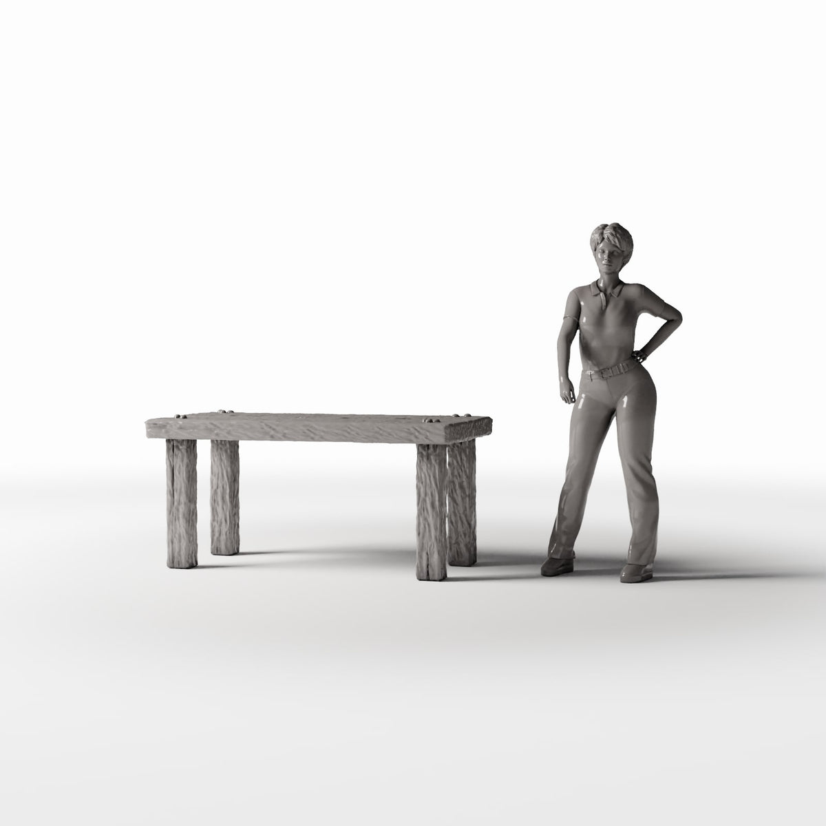 Diorama Modellbau Produktfoto 1: Diorama Küche: Rustikaler Holztisch für die Miniaturküche (Ref. 1502D)
