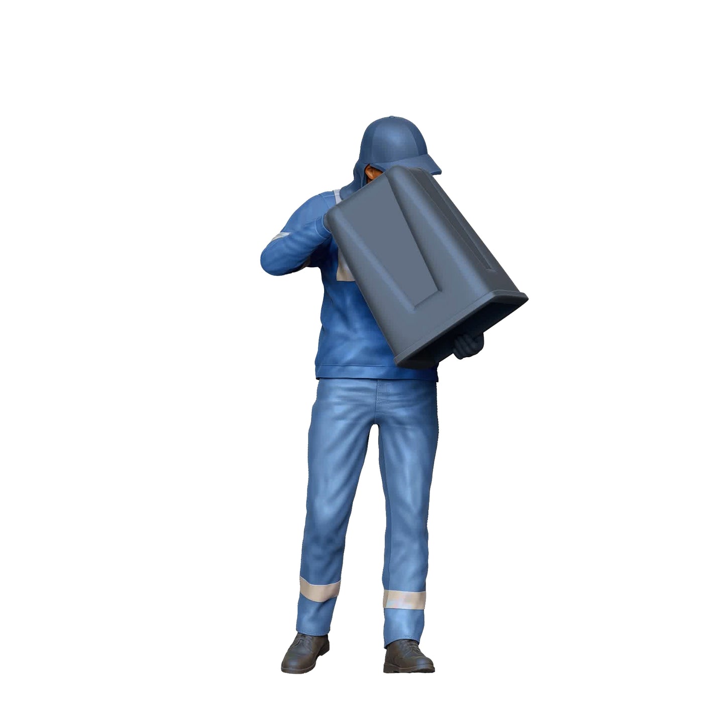 Produktfoto Diorama und Modellbau Miniatur Figur: Müllabfuhr Team - Müllmann mit Mülleimer