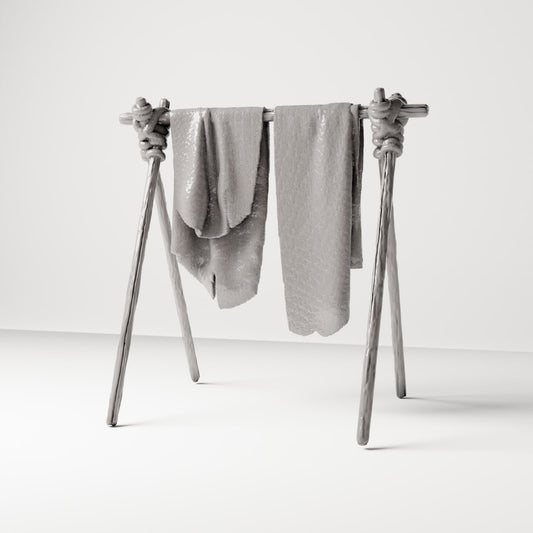 Diorama Modellbau Produktfoto 0: Diorama Handwerk: Leder-Trockengestell mit Häuten (Ref. 222D)