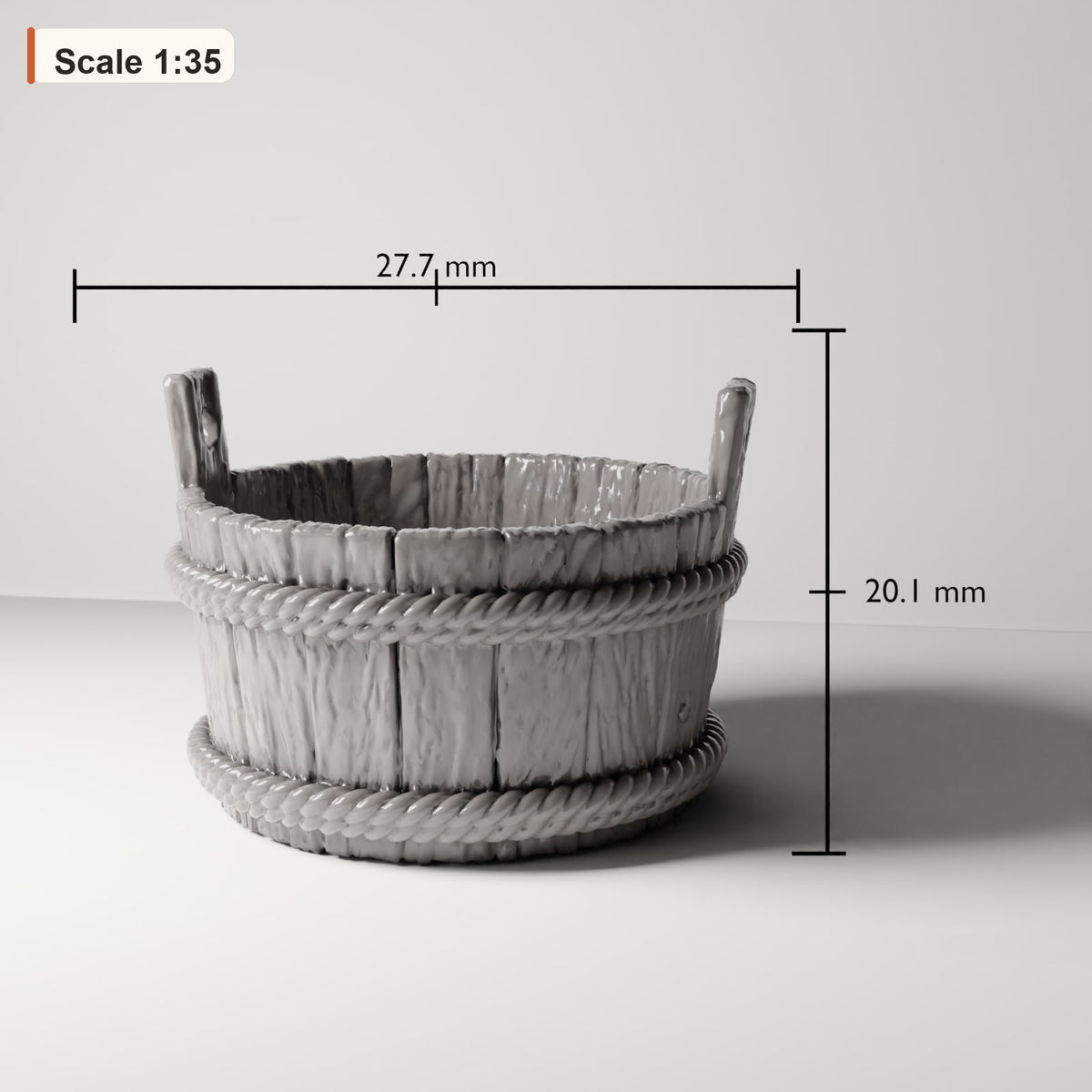 Diorama Modellbau Produktfoto 1: Diorama Lager & Markt: Rustikaler Holzeimer mit Griffen (Ref. 232D)