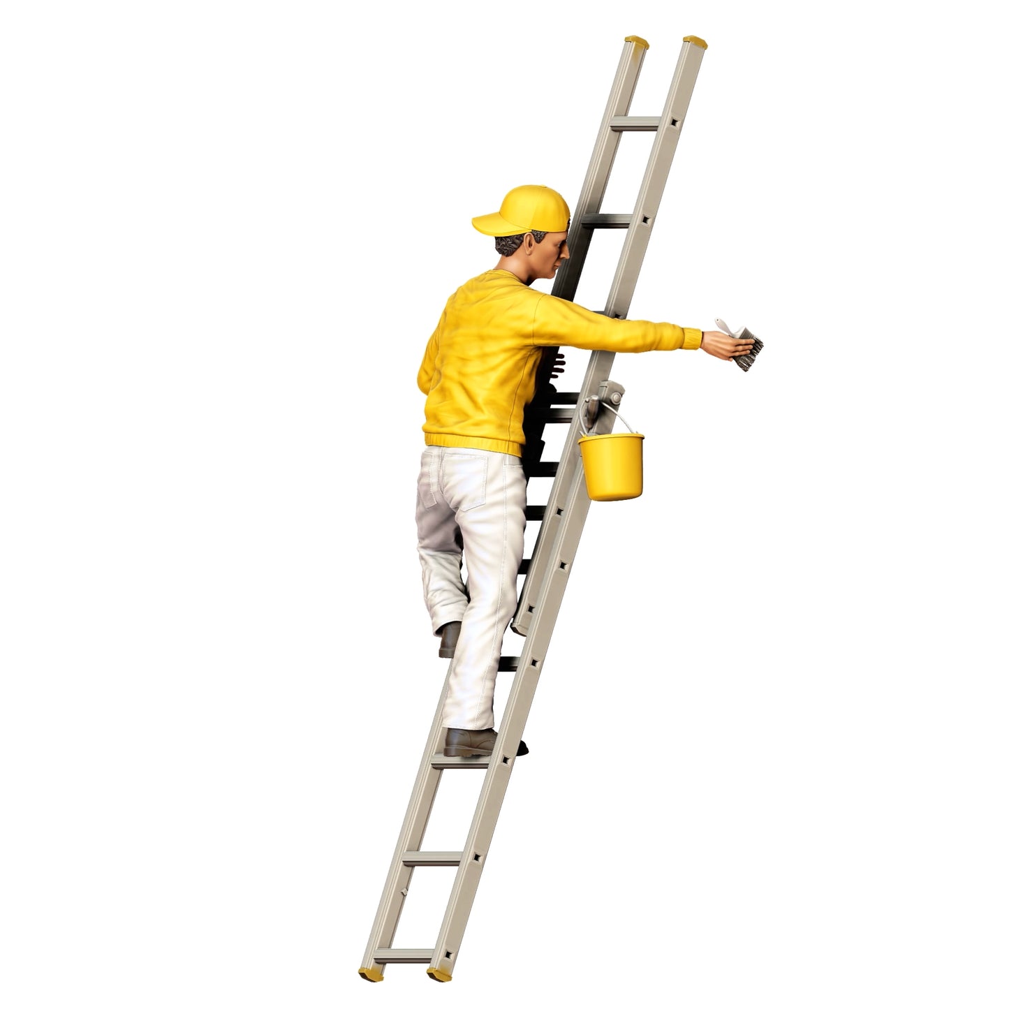 Miniatur Figur: Maler/ Lackierer mit Pinsel und Eimer - Handwerker auf Leiter (Nr. 277)