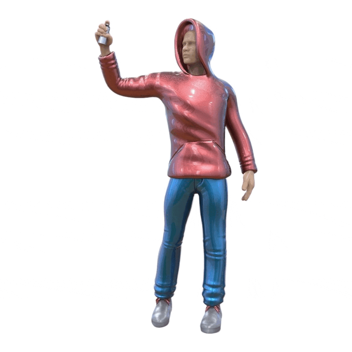 Miniatur Figur: Jungendlicher Sprayer - Junger Mann mit Kapuzenpulli und Graffiti Spraydose (Nr. 286)